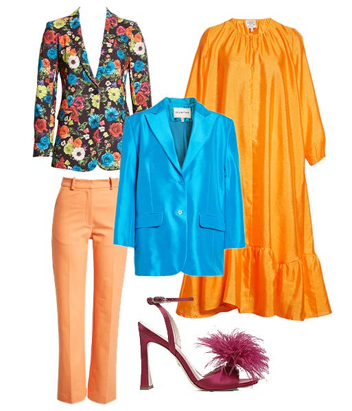 Brightly colored clothing and shoes.