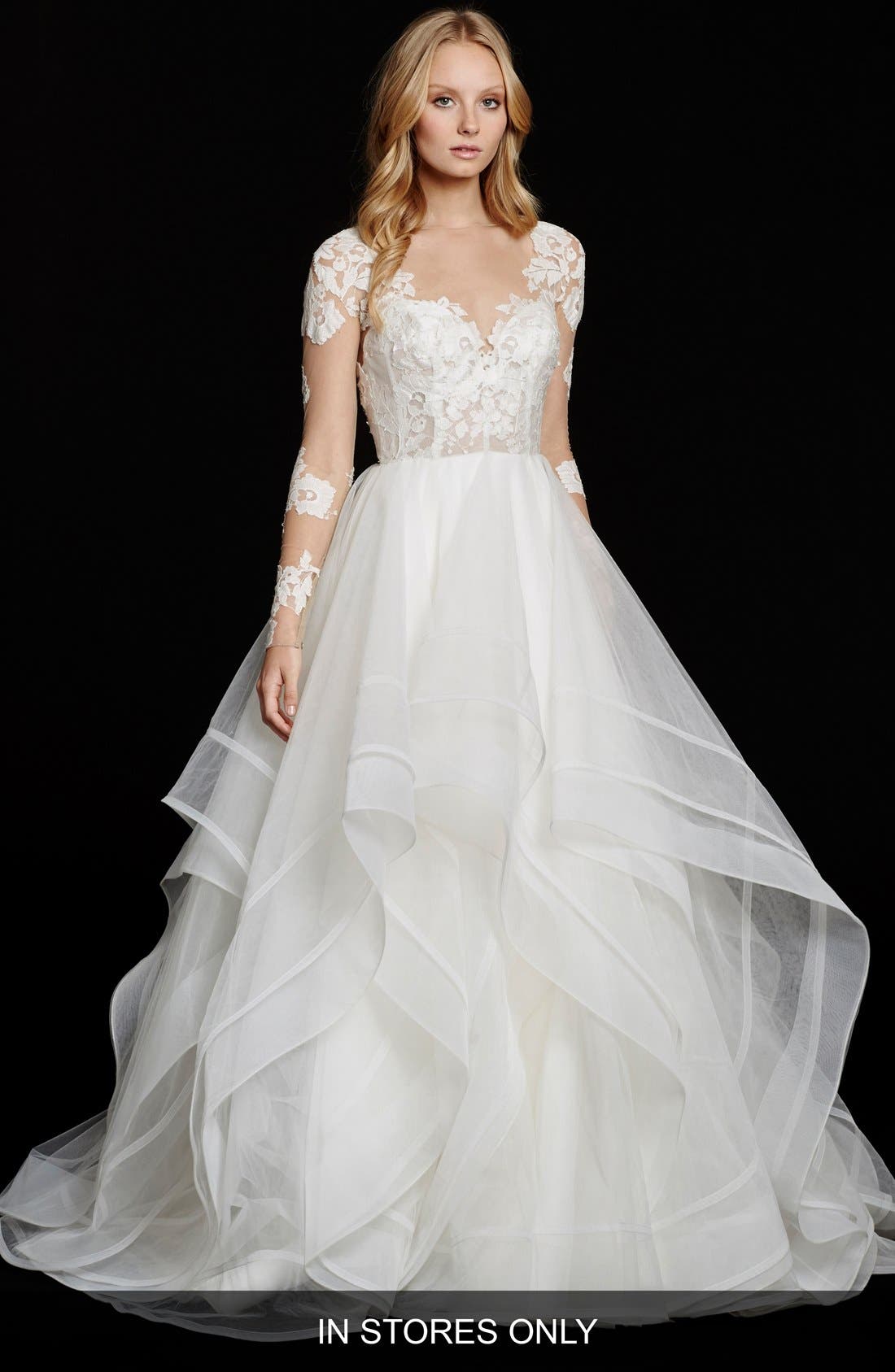 Hayley Paige Elysia Long Sleeve Lace & Tulle Ballgown