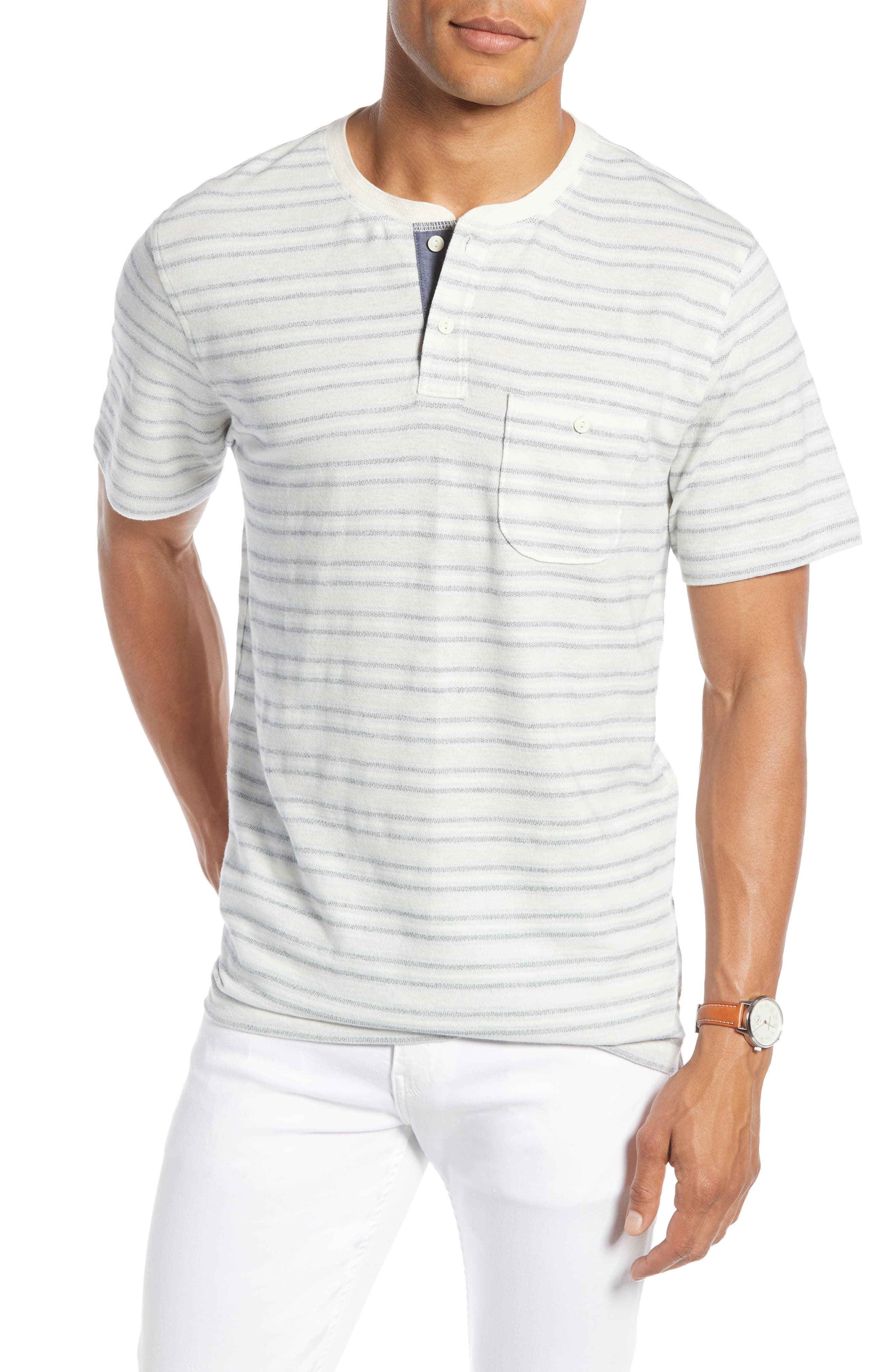 1901 Stripe Pocket Henley, Ivory