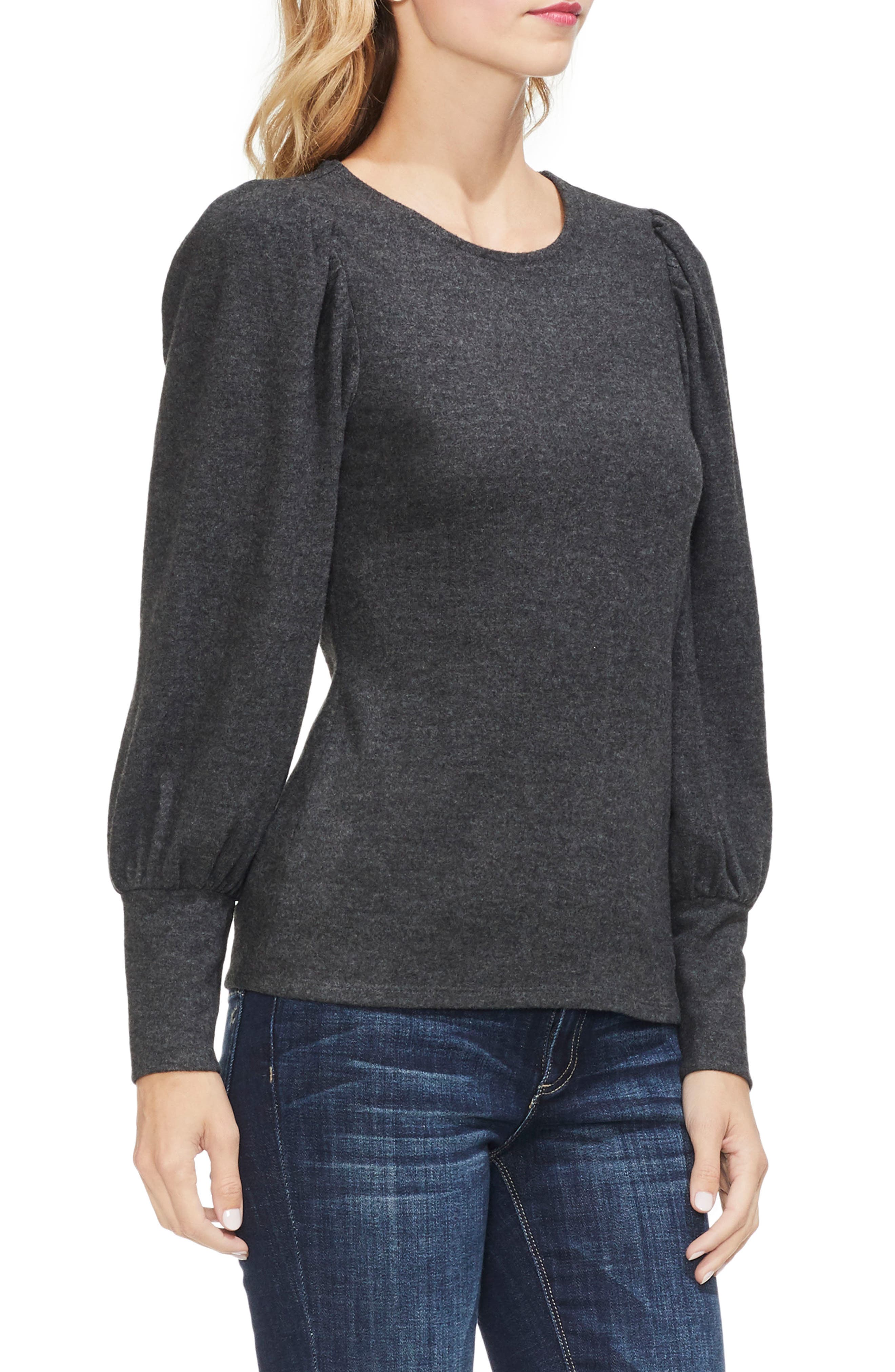 Vince Camuto Bubble Sleeve Knit Top, Grey