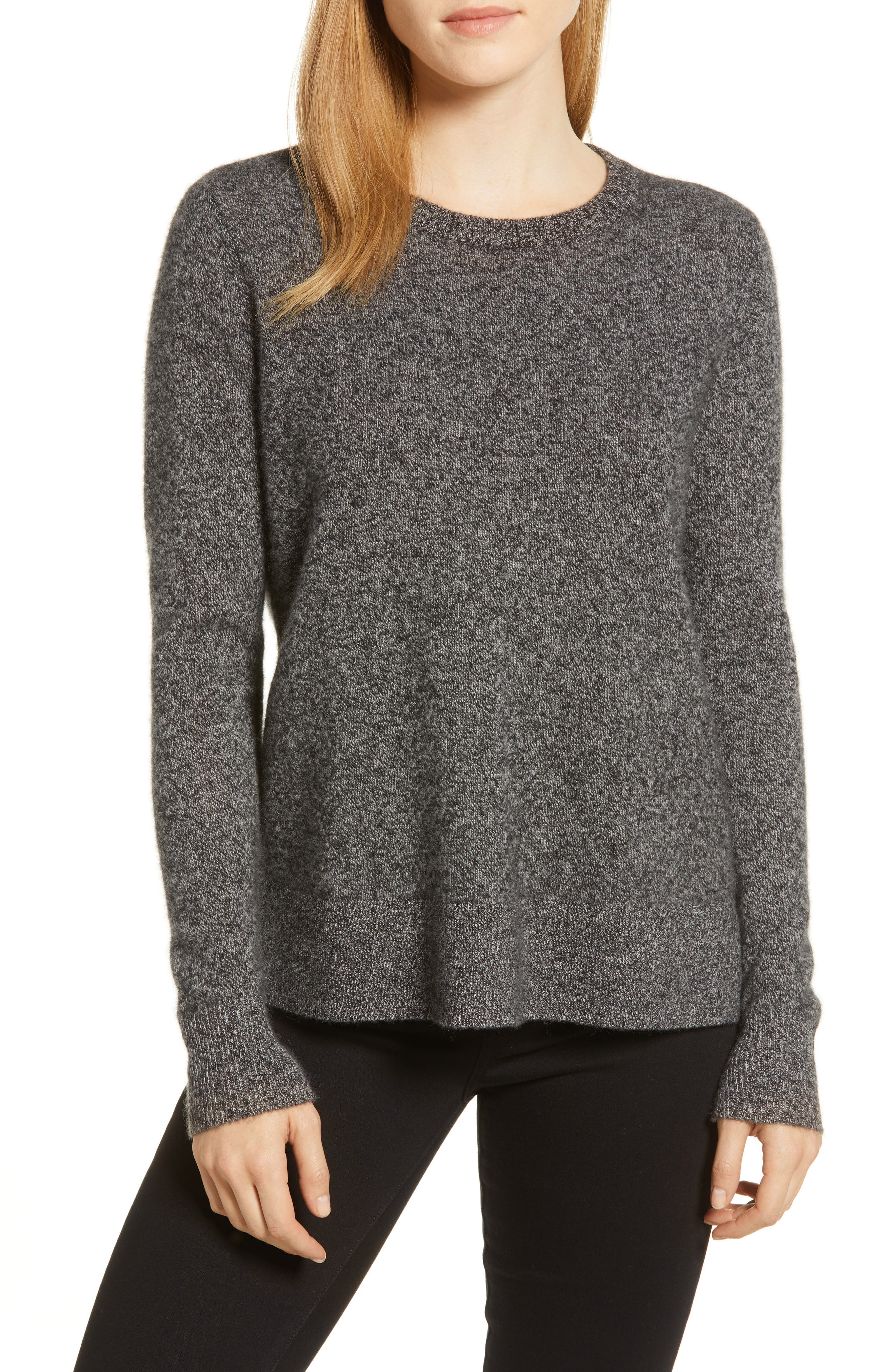 Halogen Crewneck Cashmere Sweater, Black