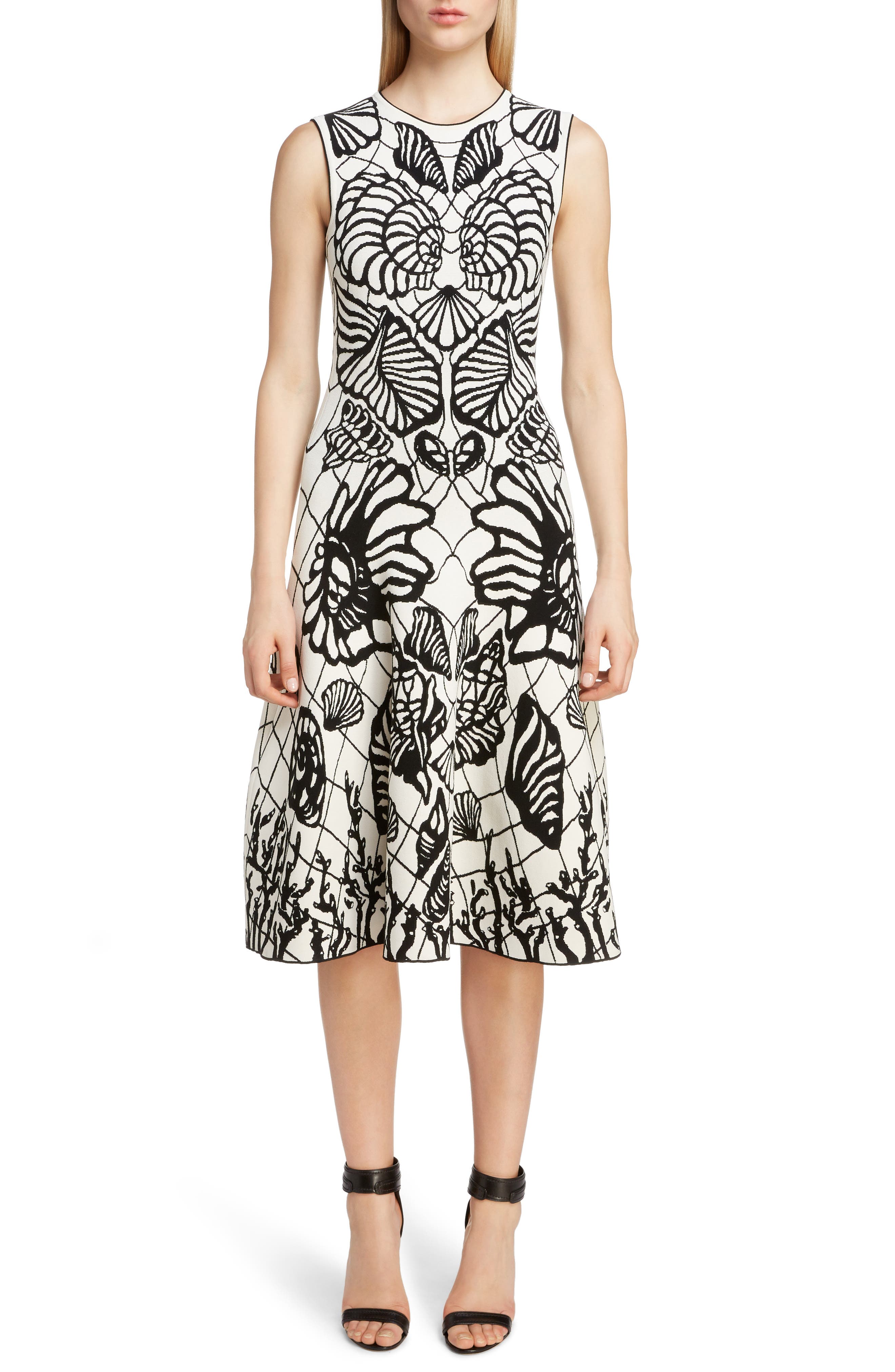 Alexander Mcqueen Shell Jacquard A-Line Dress, Ivory