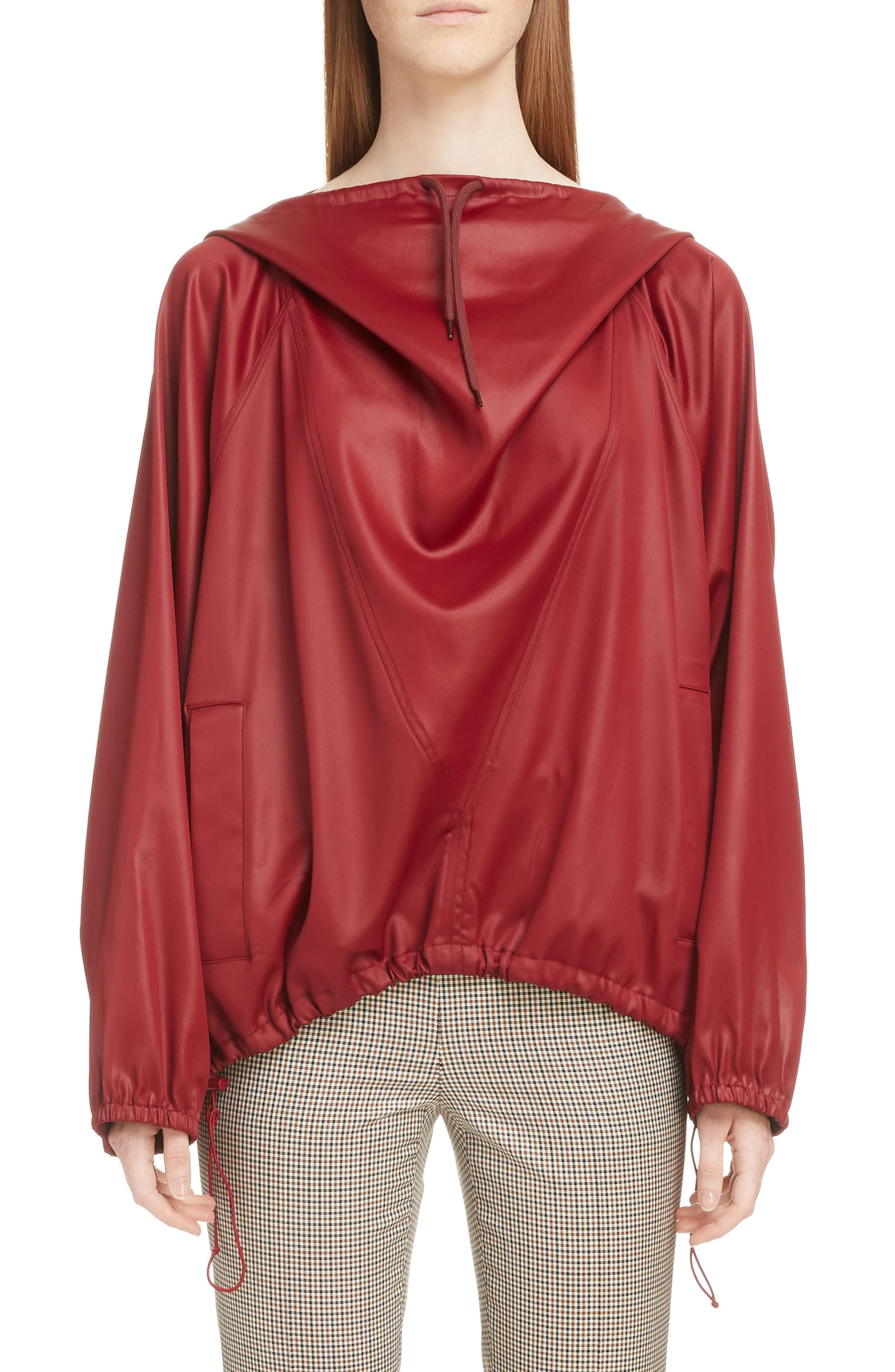 Satin Hoodie, Main, color, BURGUNDY