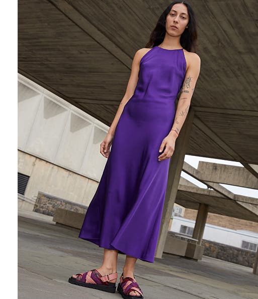 A purple dress from the Spring/Summer 2020 collection by Rosetta Getty.