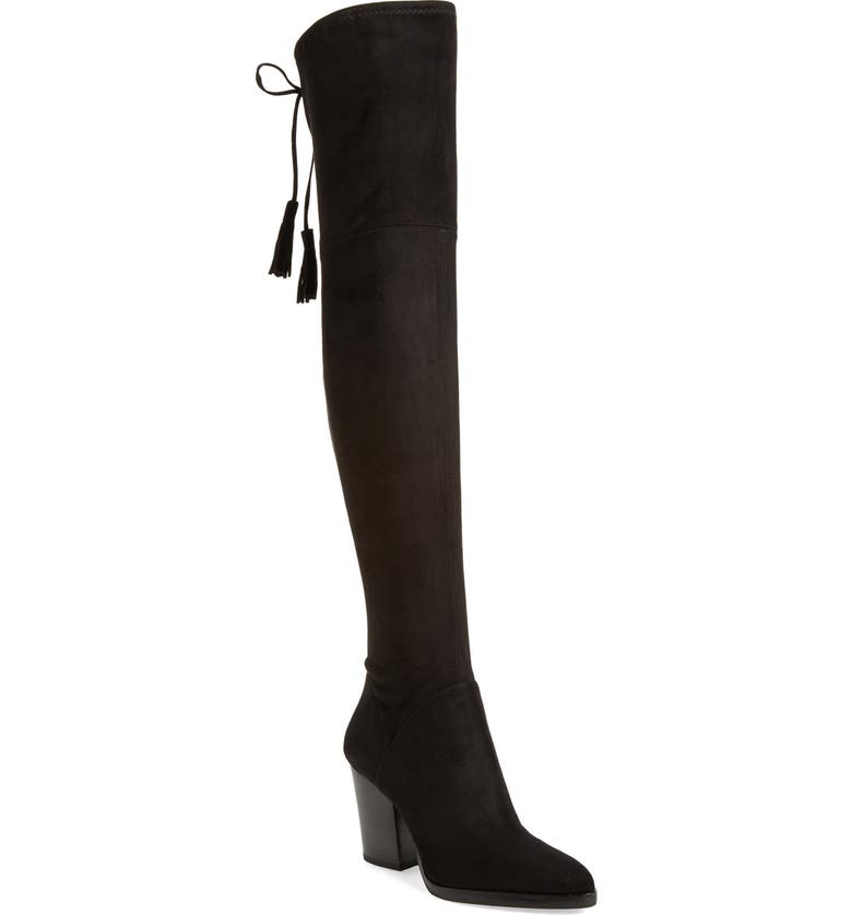 'Alinda' Over the Knee Boot, Main, color, BLACK STRETCH FABRIC