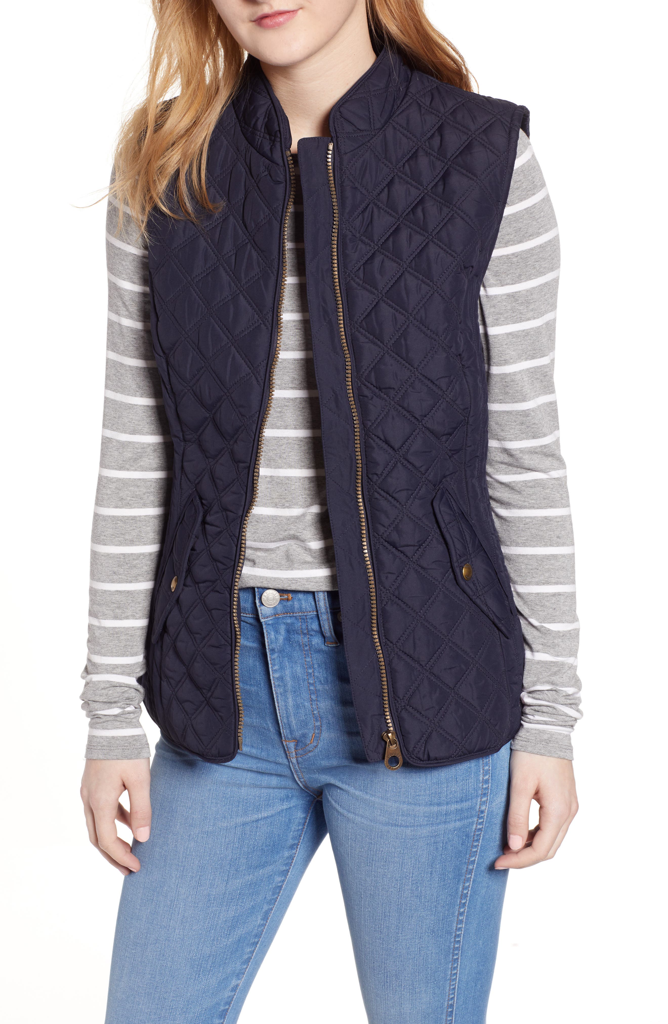 Joules Minx Quilted Vest, Blue