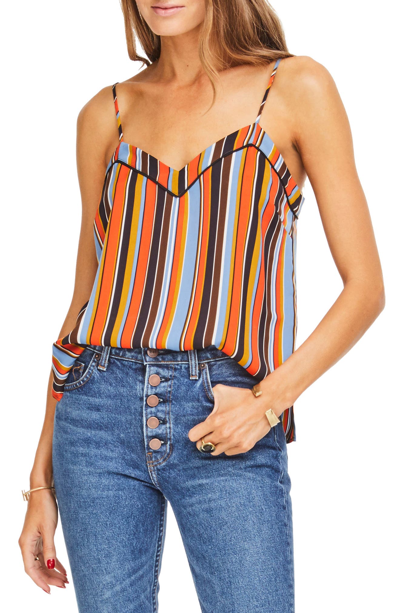 Astr The Label Deja Striped Camisole Top, Orange