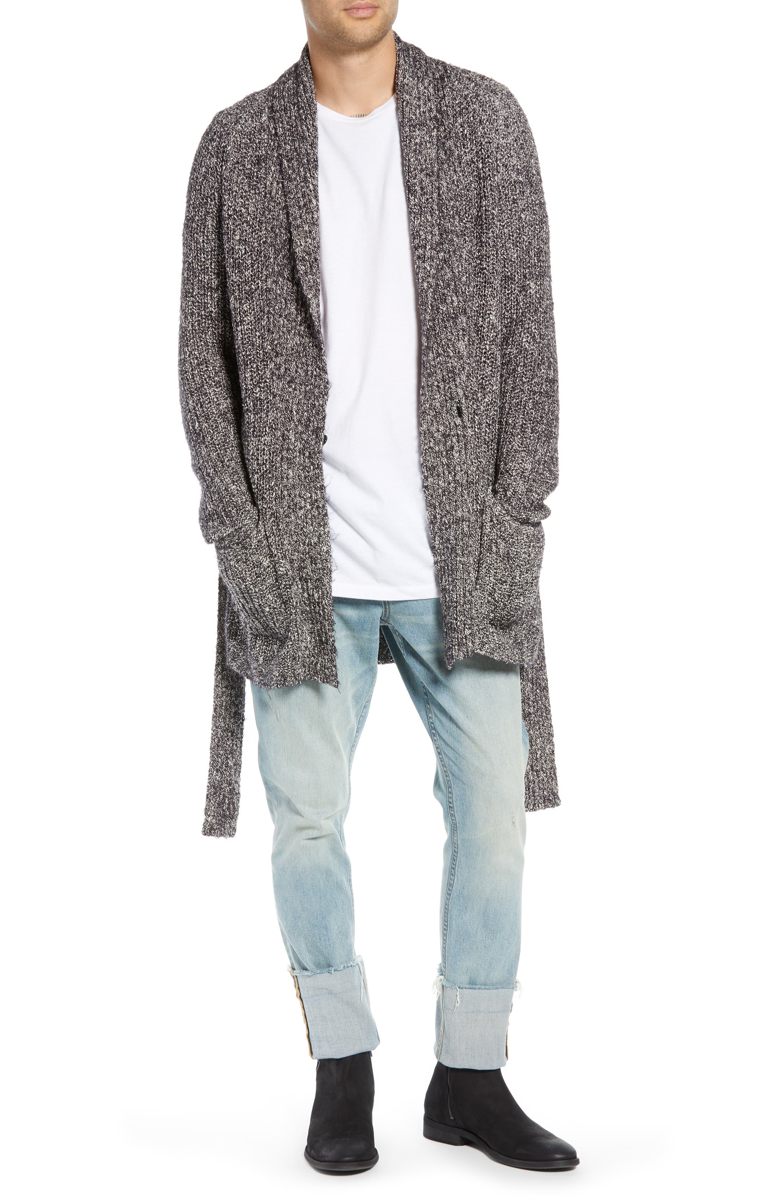 Treasure & Bond Slim Fit Shawl Collar Cardigan, Black