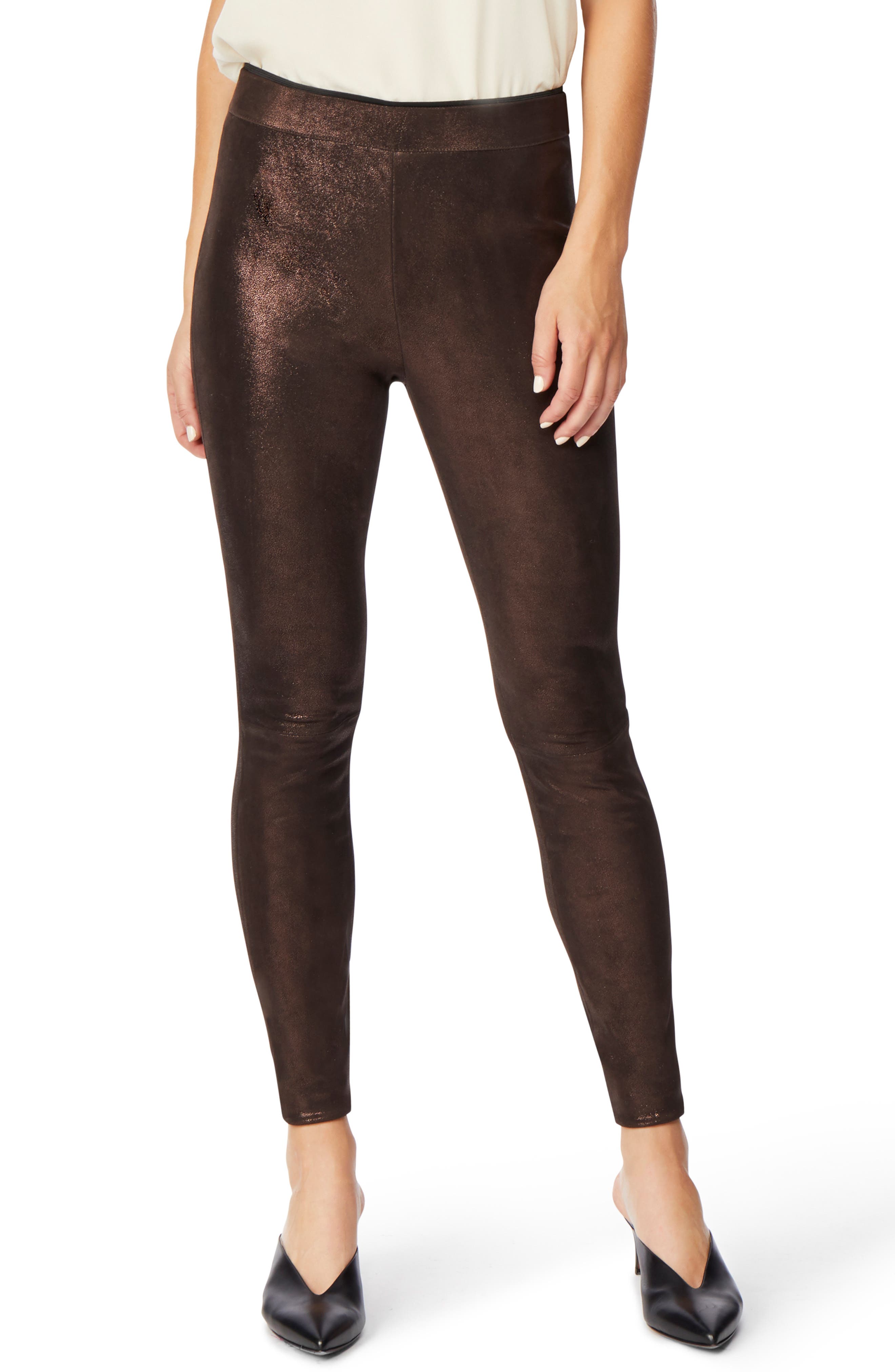 Habitual Coated Suede Leggings, Metallic