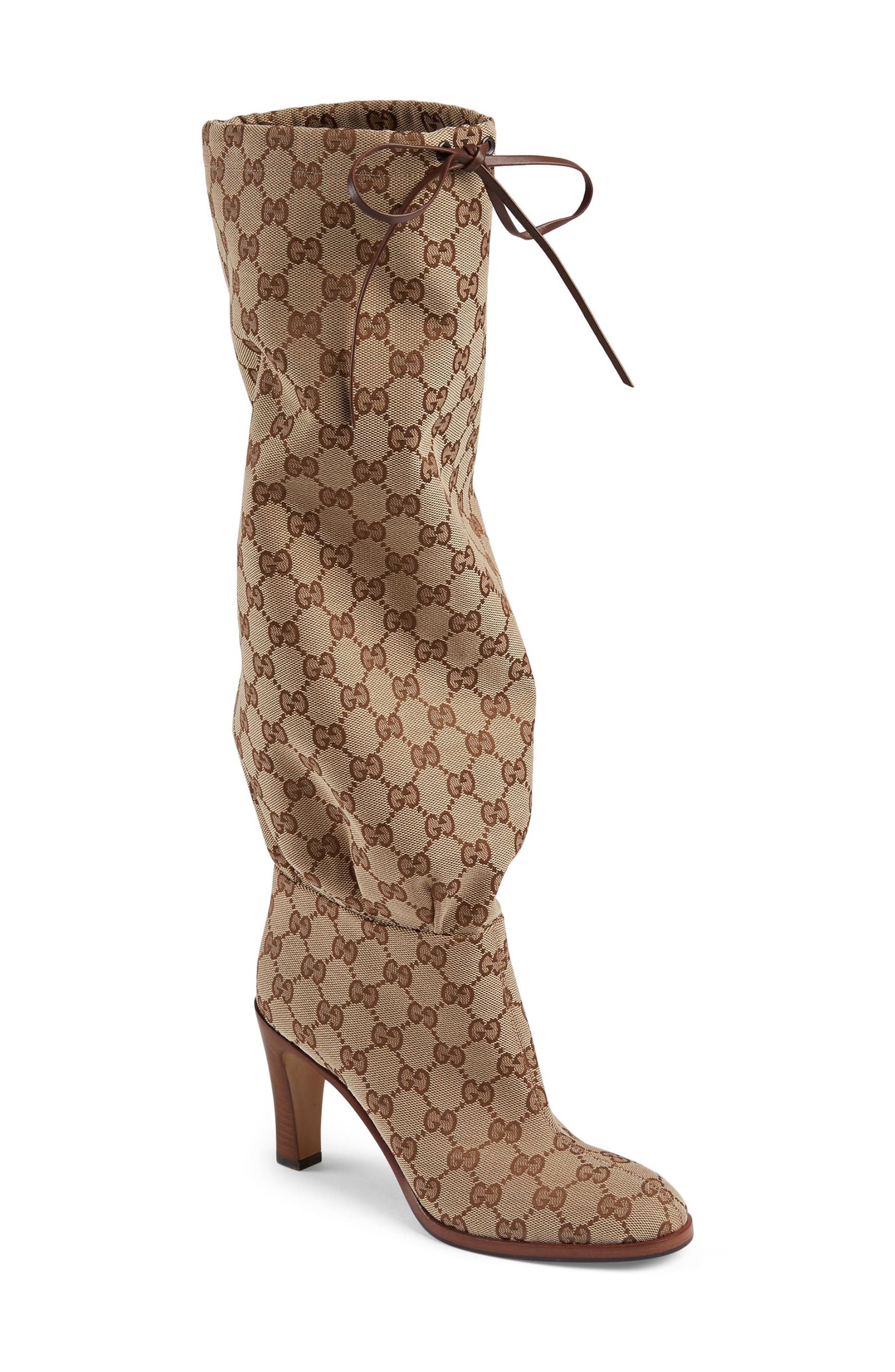 Gucci Lisa Monogram Cinch Boot - Beige