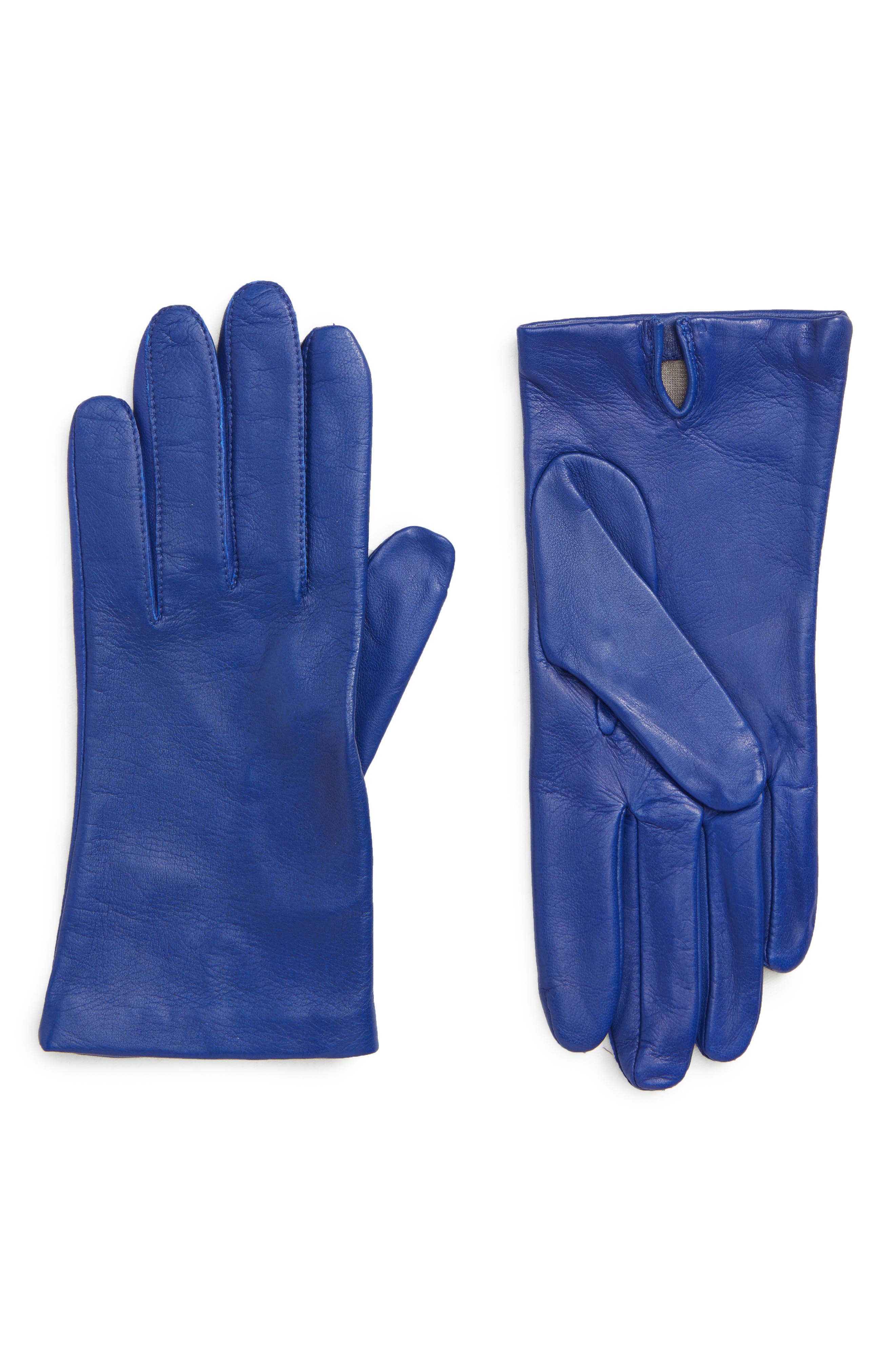 Nordstrom Lambskin Leather Gloves, Blue