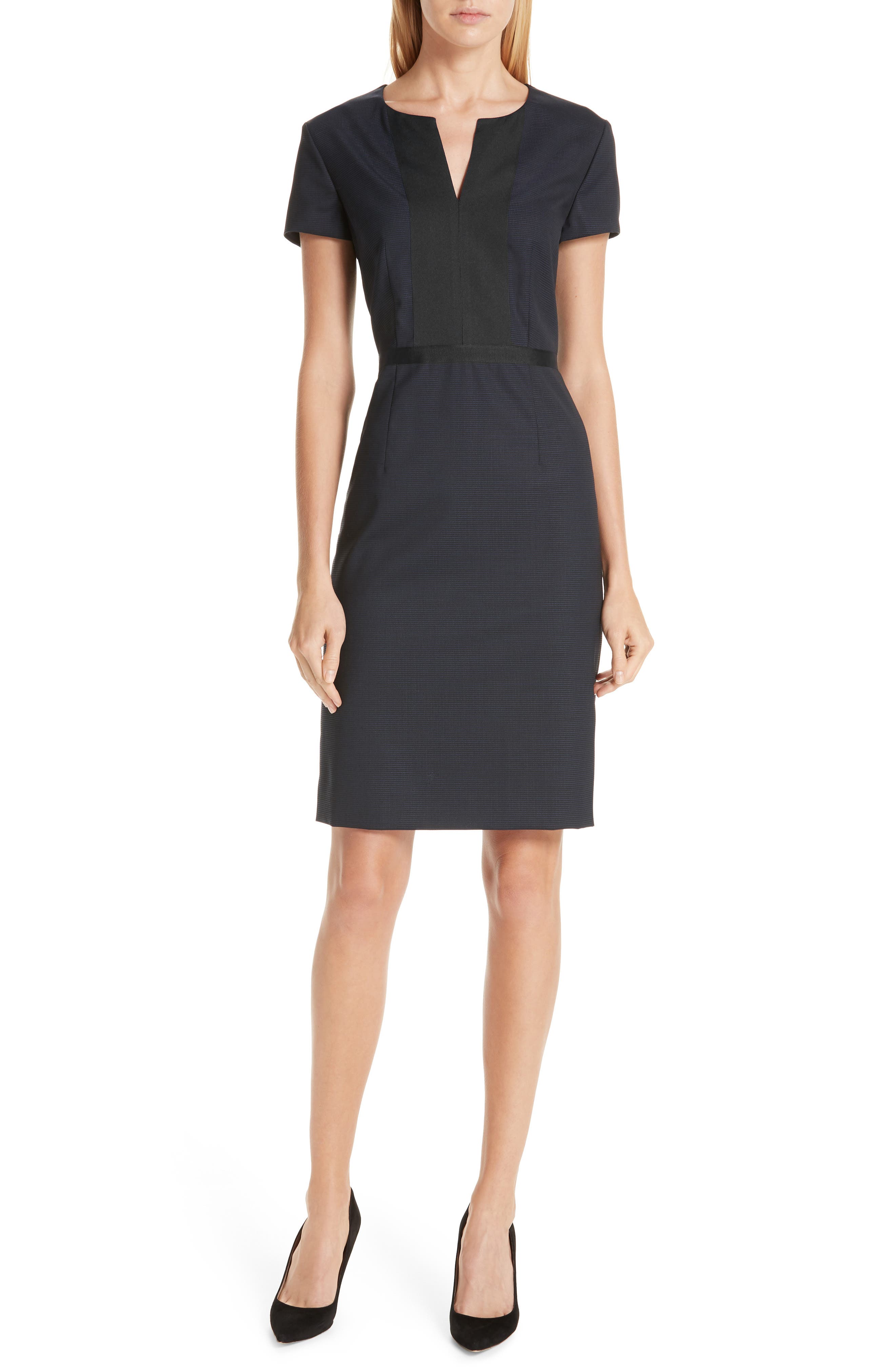 Boss Deriba Minidessin Stretch Wool Sheath Dress