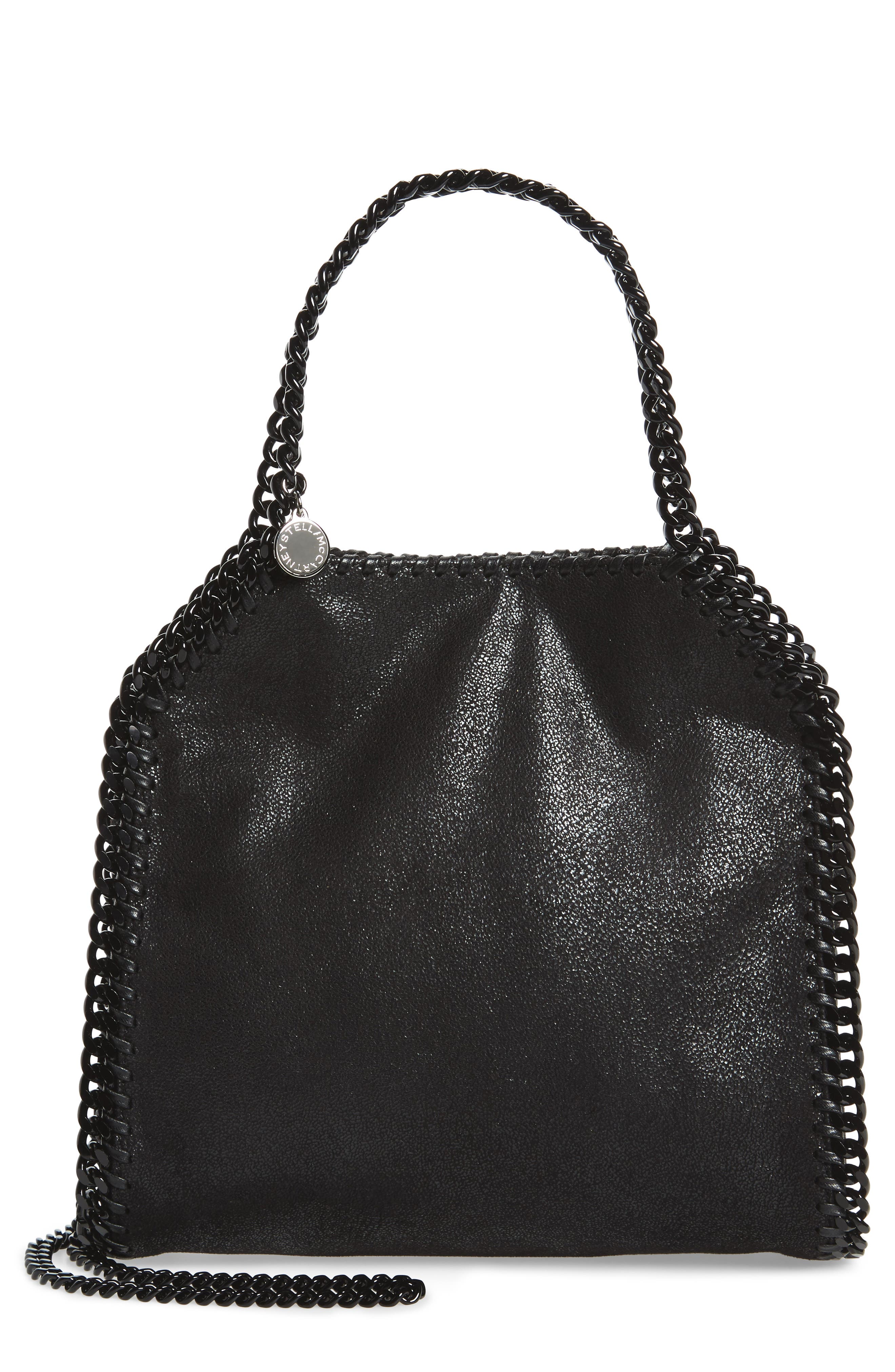 Stella Mccartney Mini Falabella Shaggy Deer Faux Leather Tote - Black
