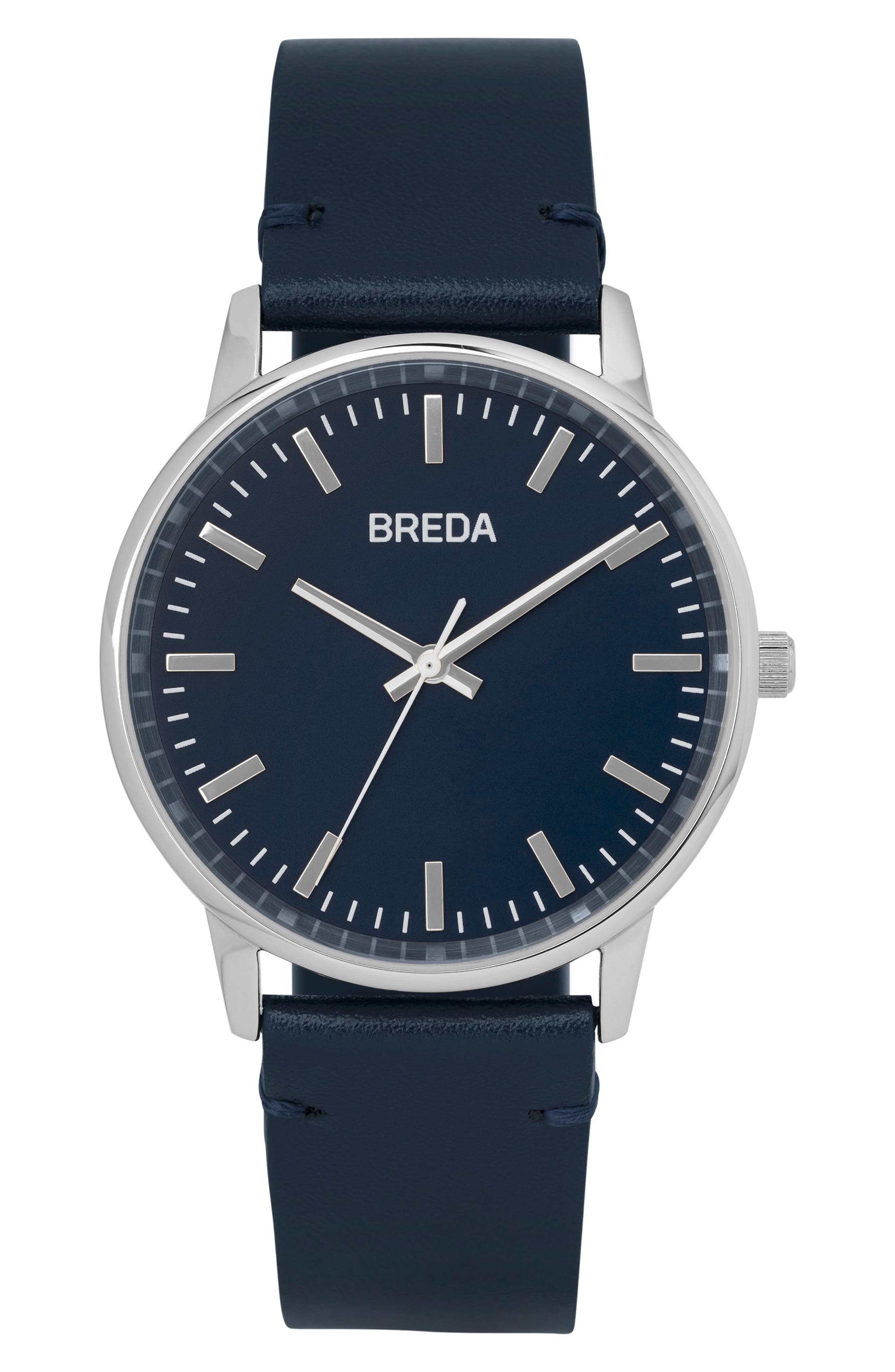 Breda Zapf Leather Strap Watch,
