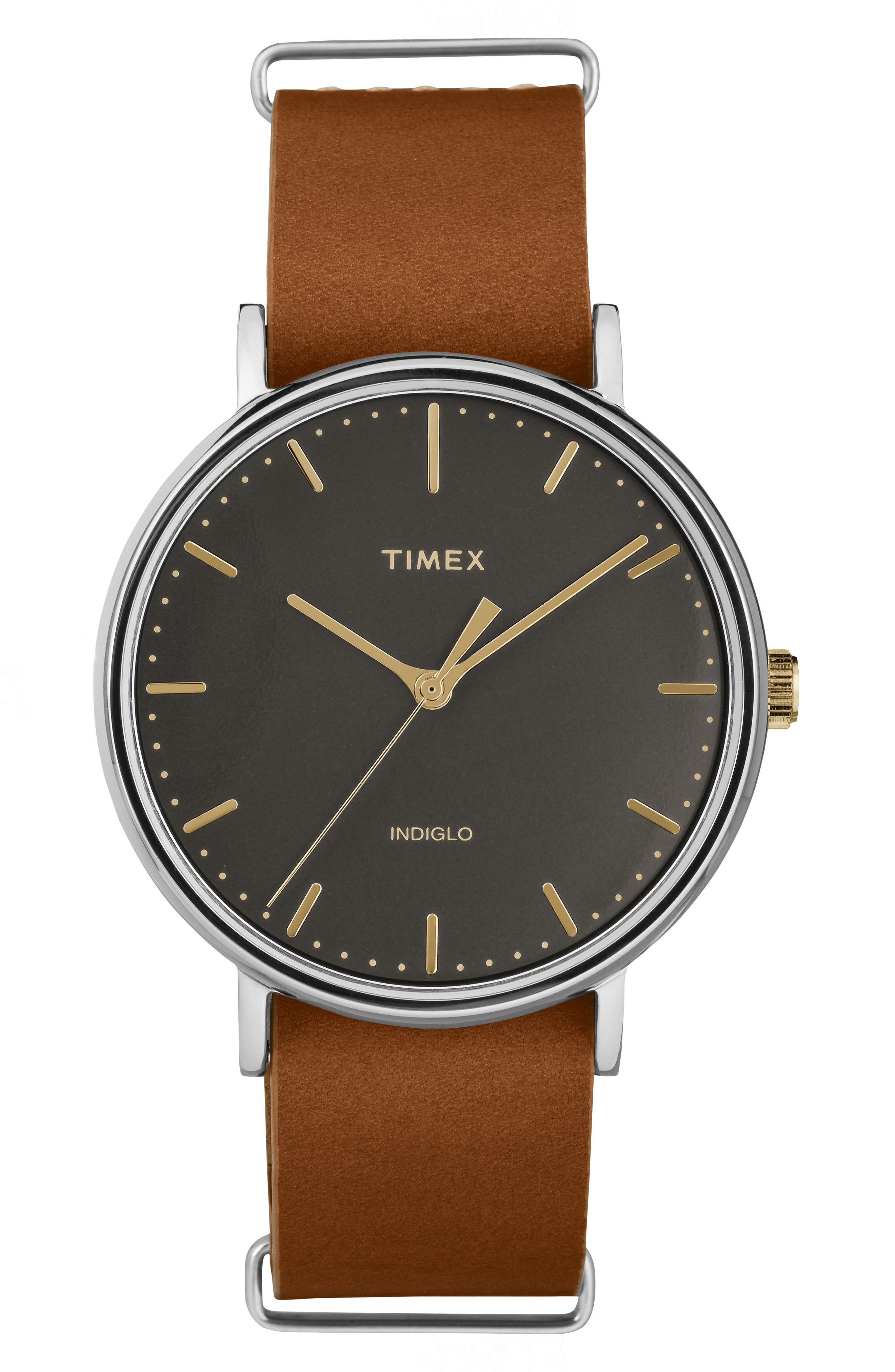Timex Fairfield Leather Strap Watch, 41Mm