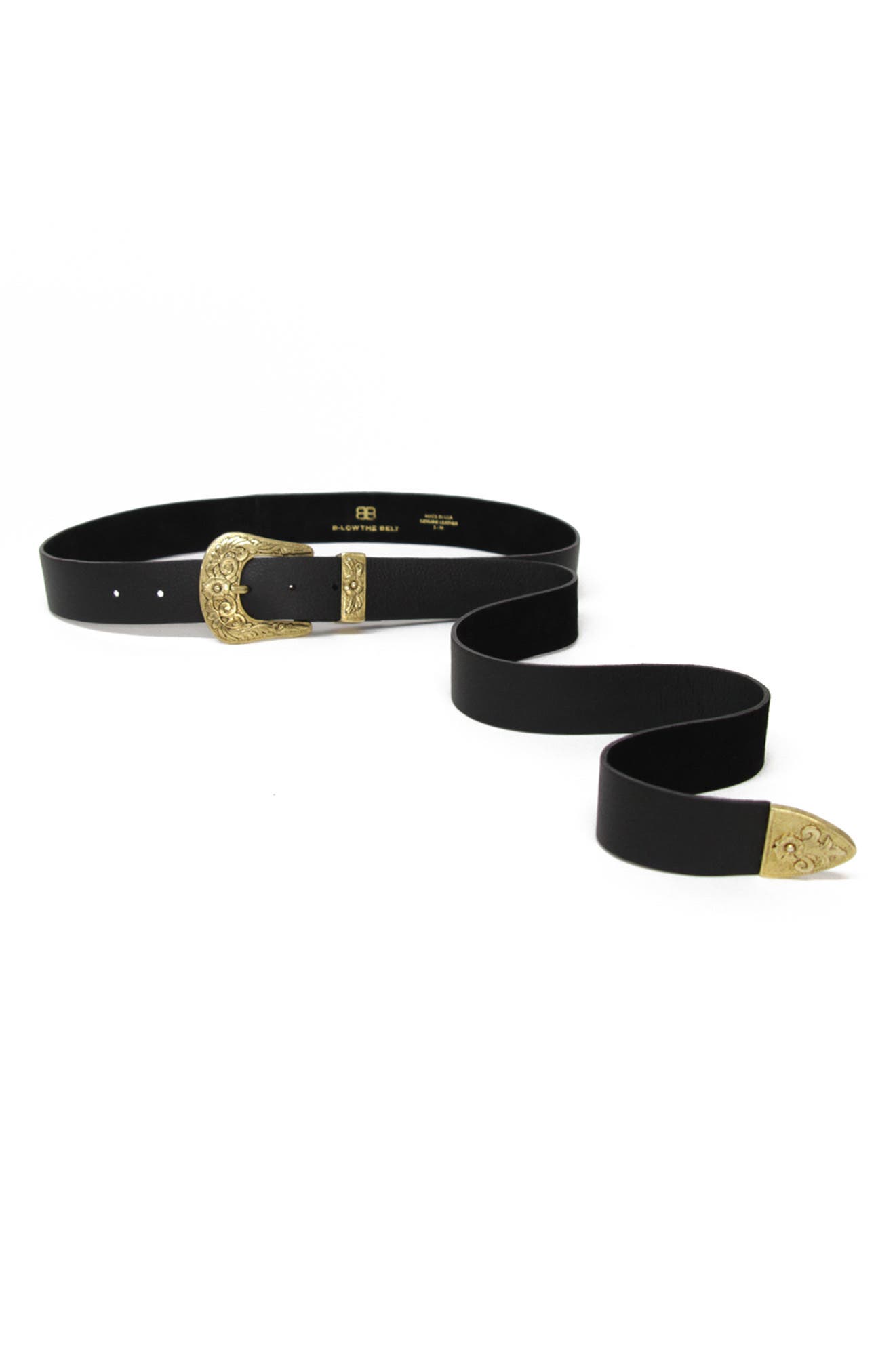 B-Low The Belt Royal Leather Western Belt, Black/ Gold