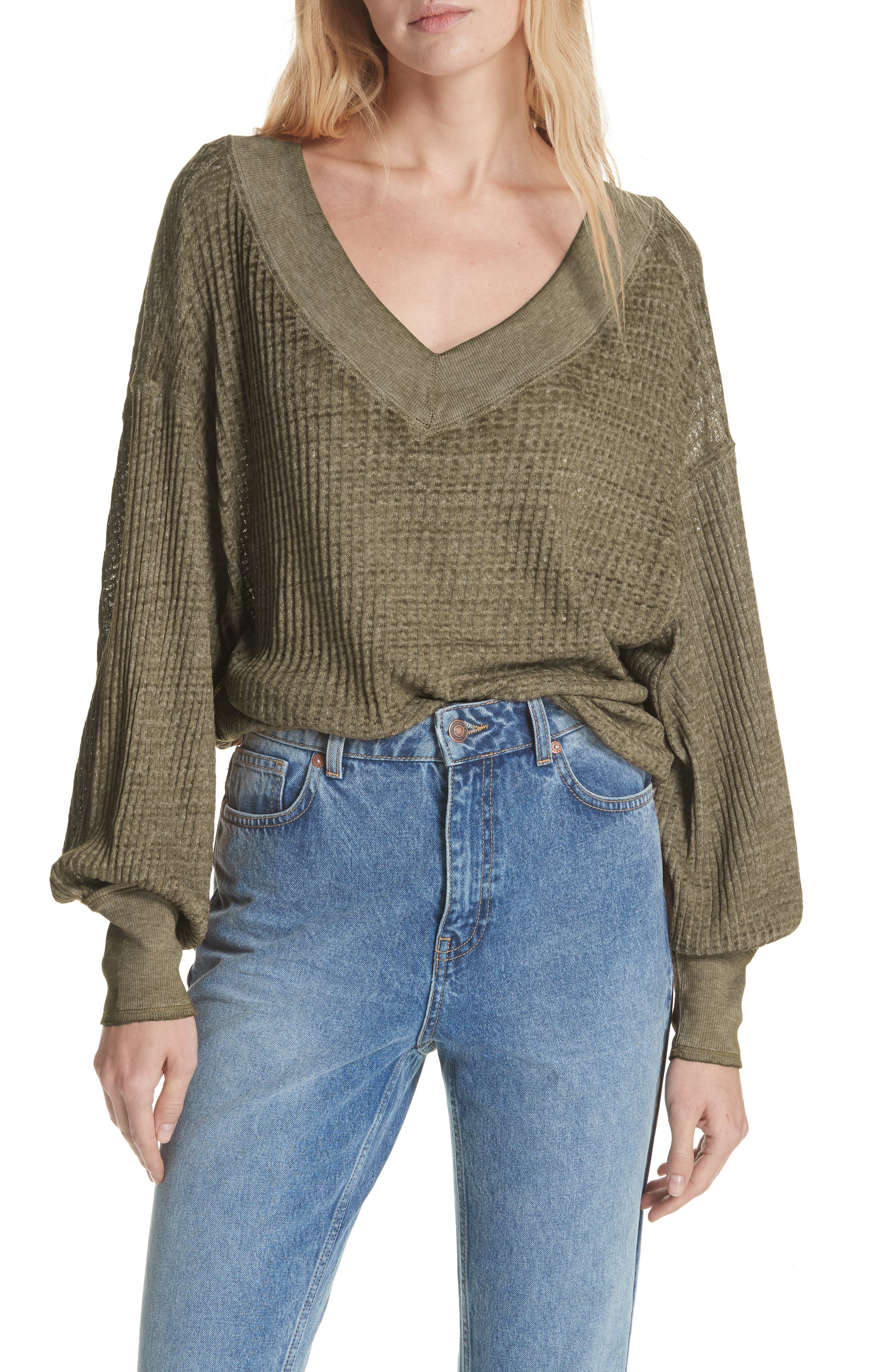 We the Free by Free People South Side Thermal Top,                        Main,                        color, MOSS