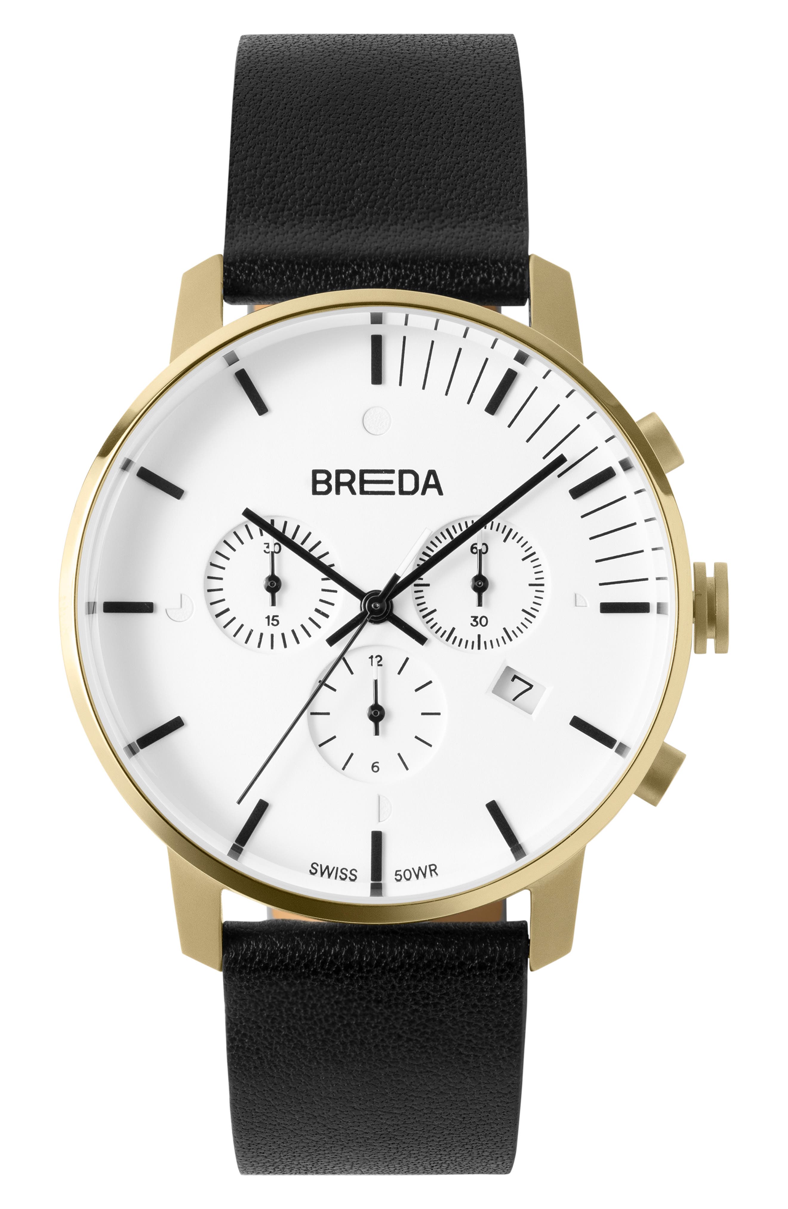 Breda Phase Chronograph Italian Leather Strap Watch, 41Mm