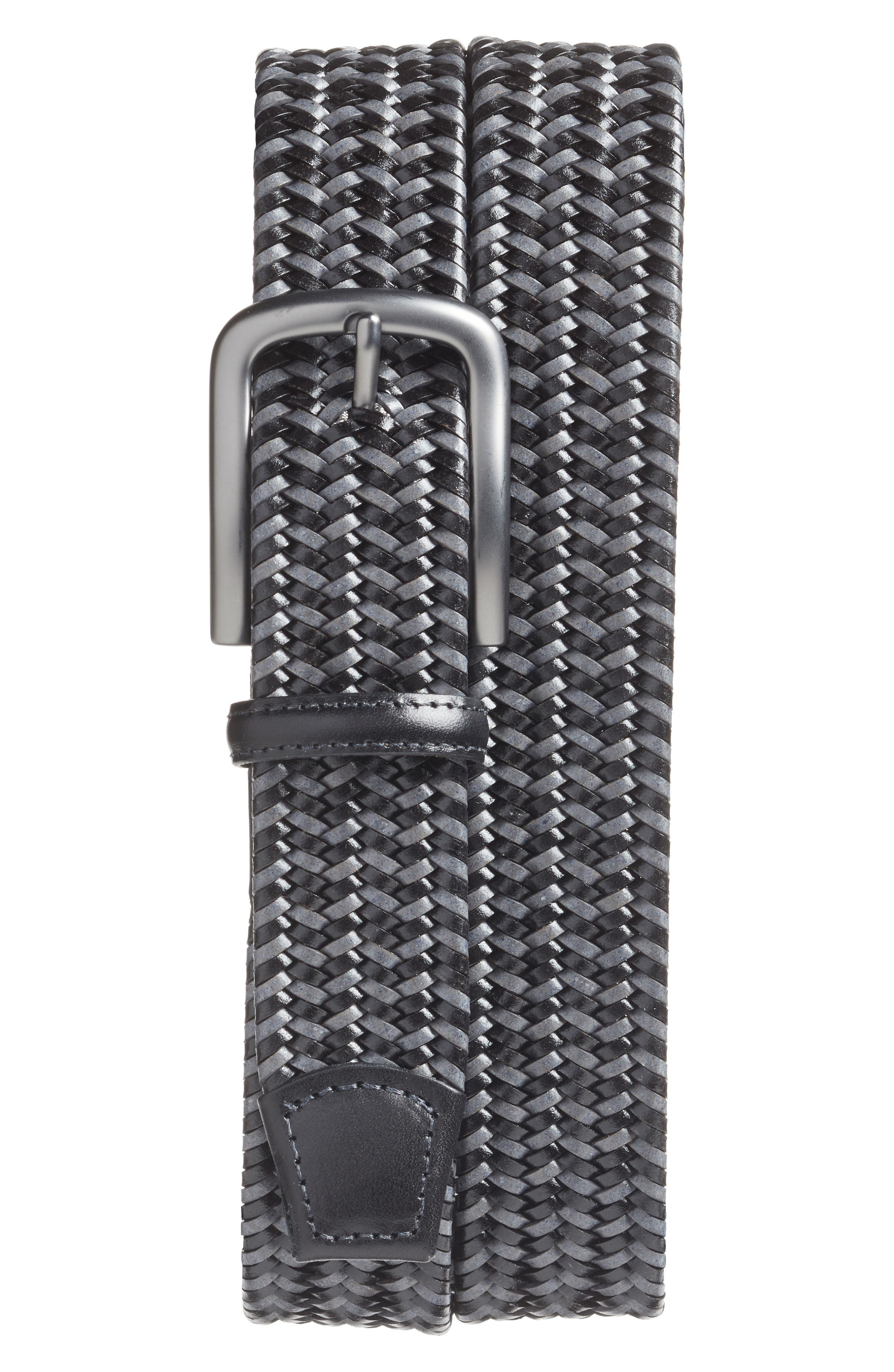 Torino Belts Woven Belt, Black/ Grey
