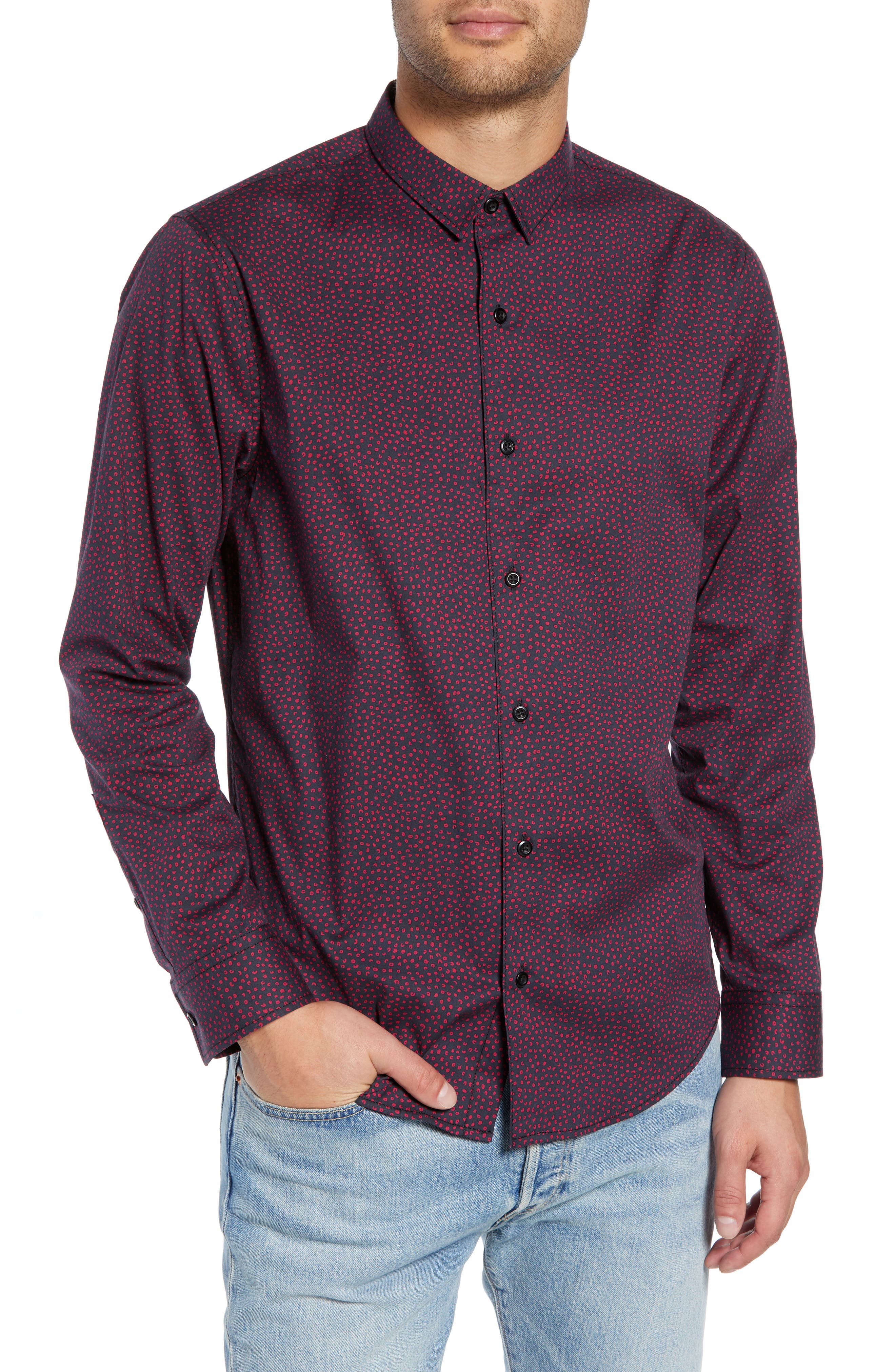 The Rail Dot Print Sport Shirt, Black