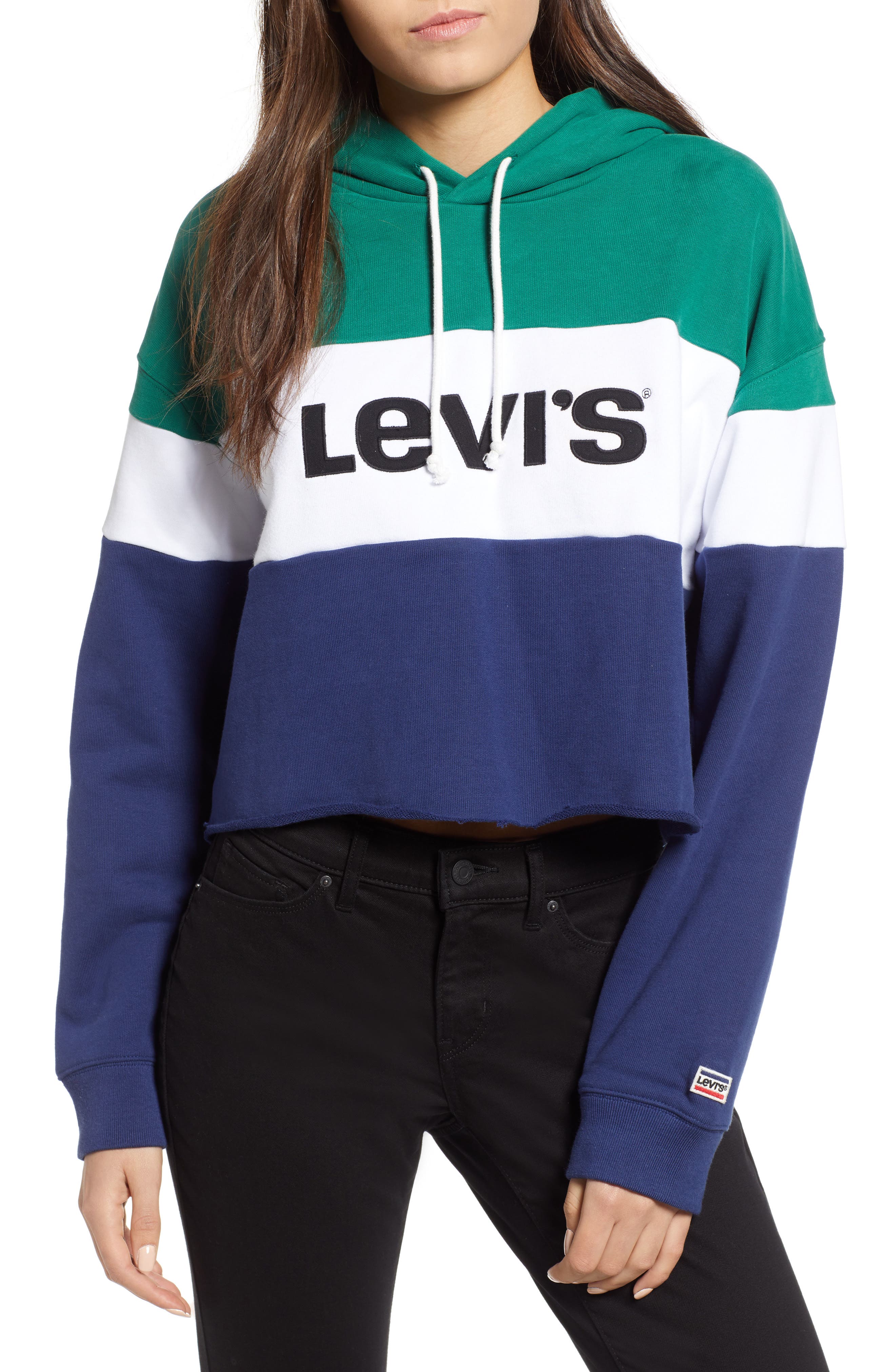 levi's green white and blue colorblock sweatshirt