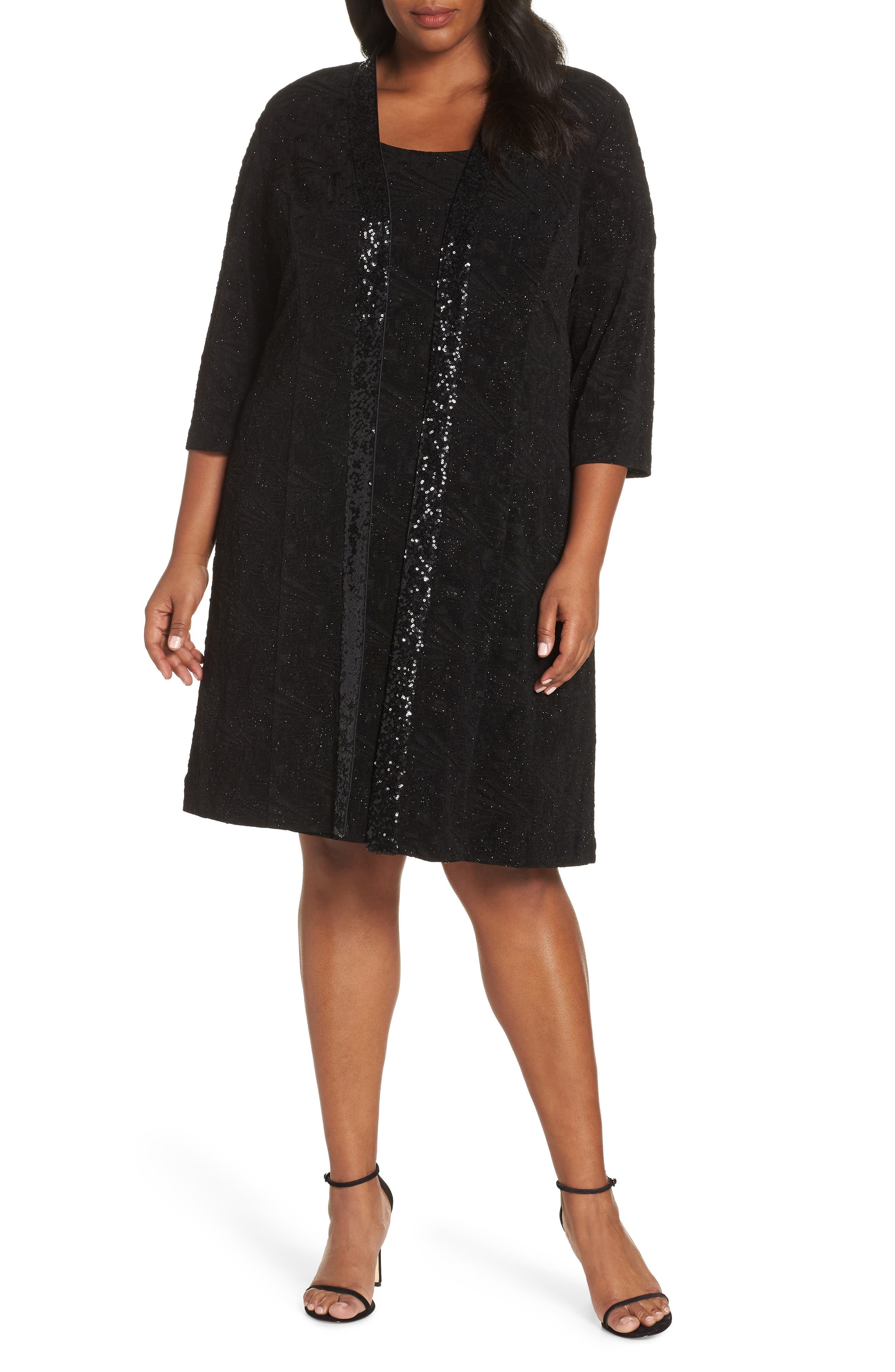 Plus Size Alex Evenings Sequin Shift Dress With Jacket