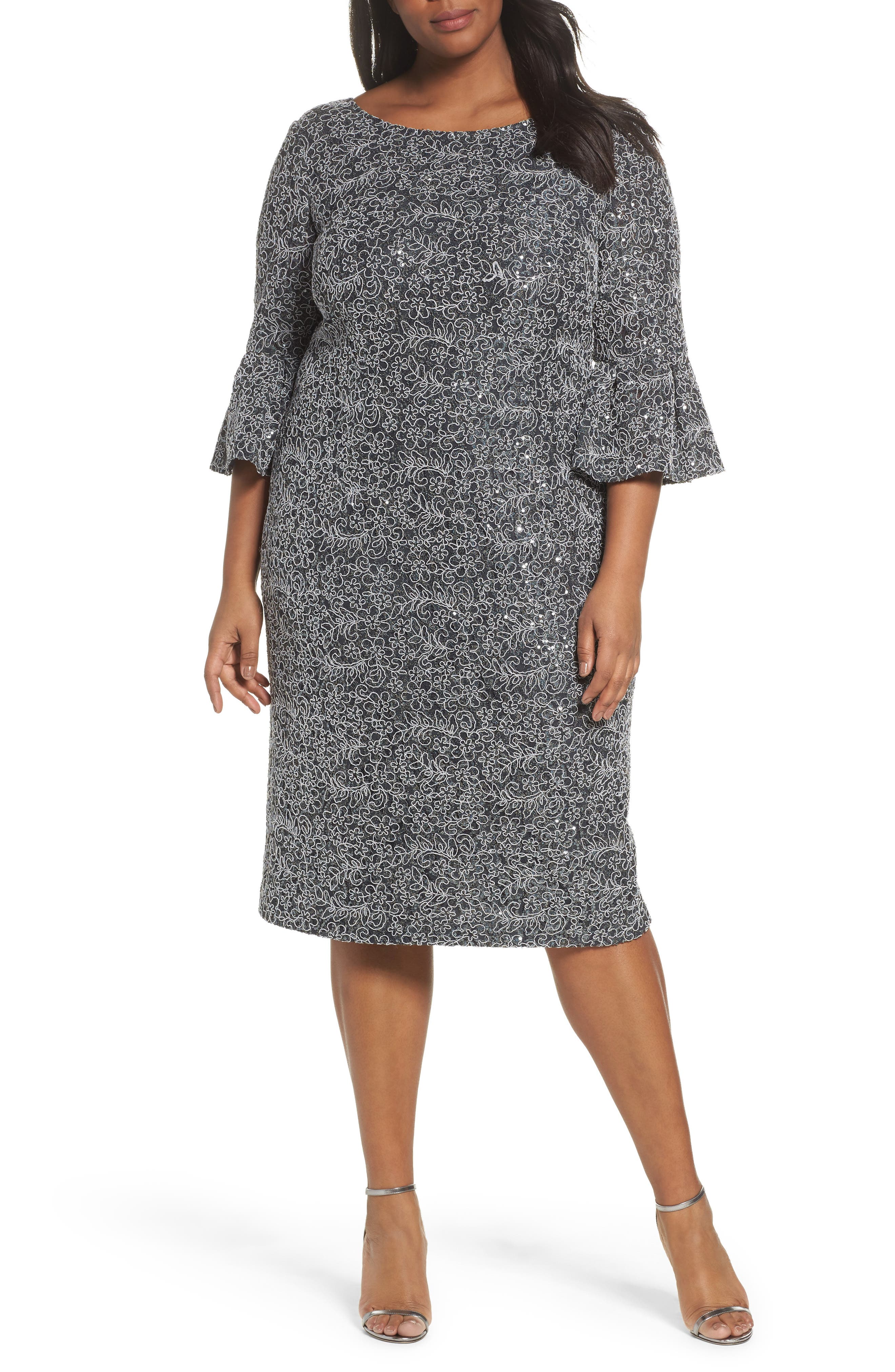 Plus Size Alex Evenings Embroidered Lace Shift Dress