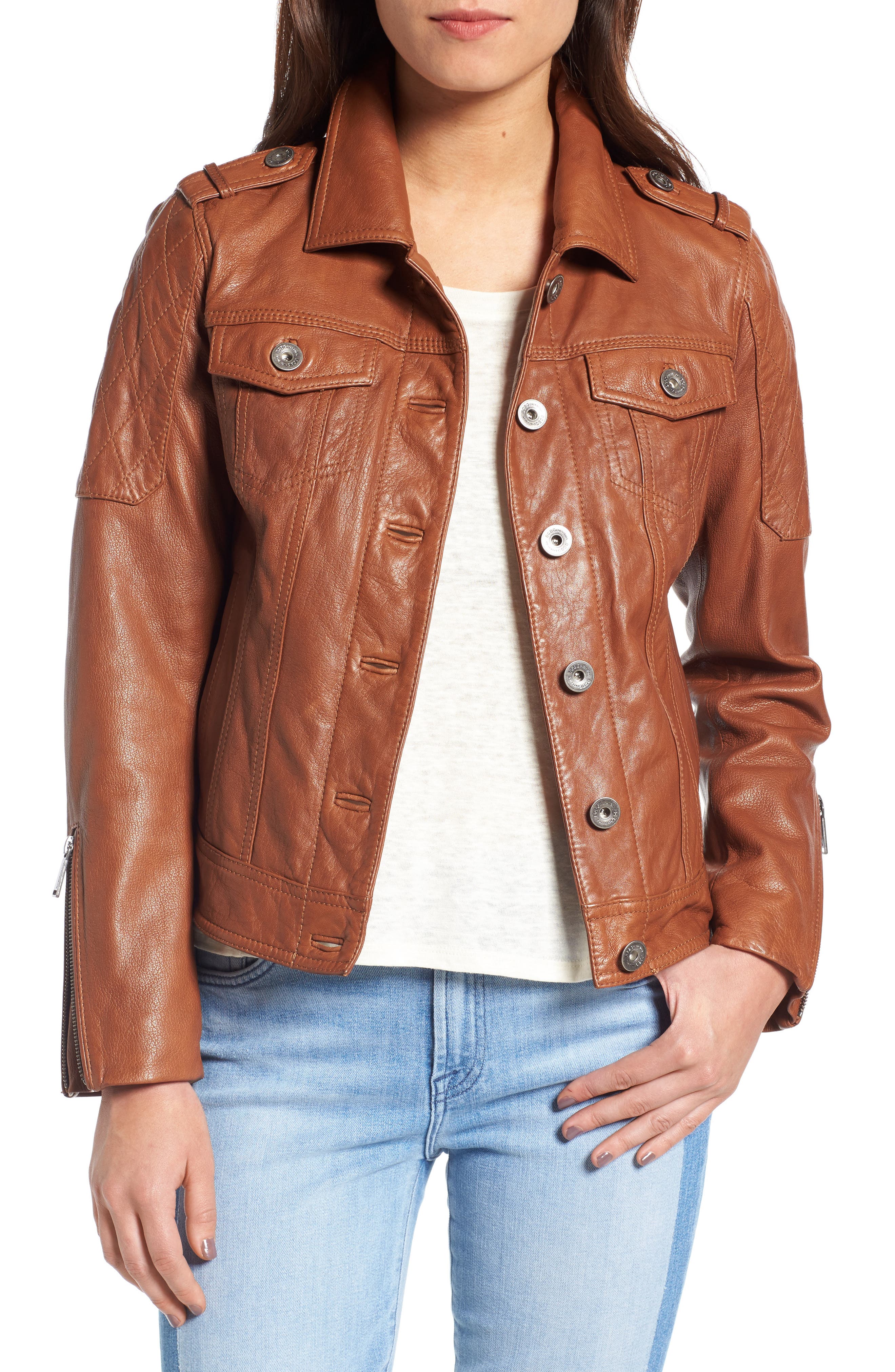 BCBGeneration Leather Trucker Jacket Nordstrom