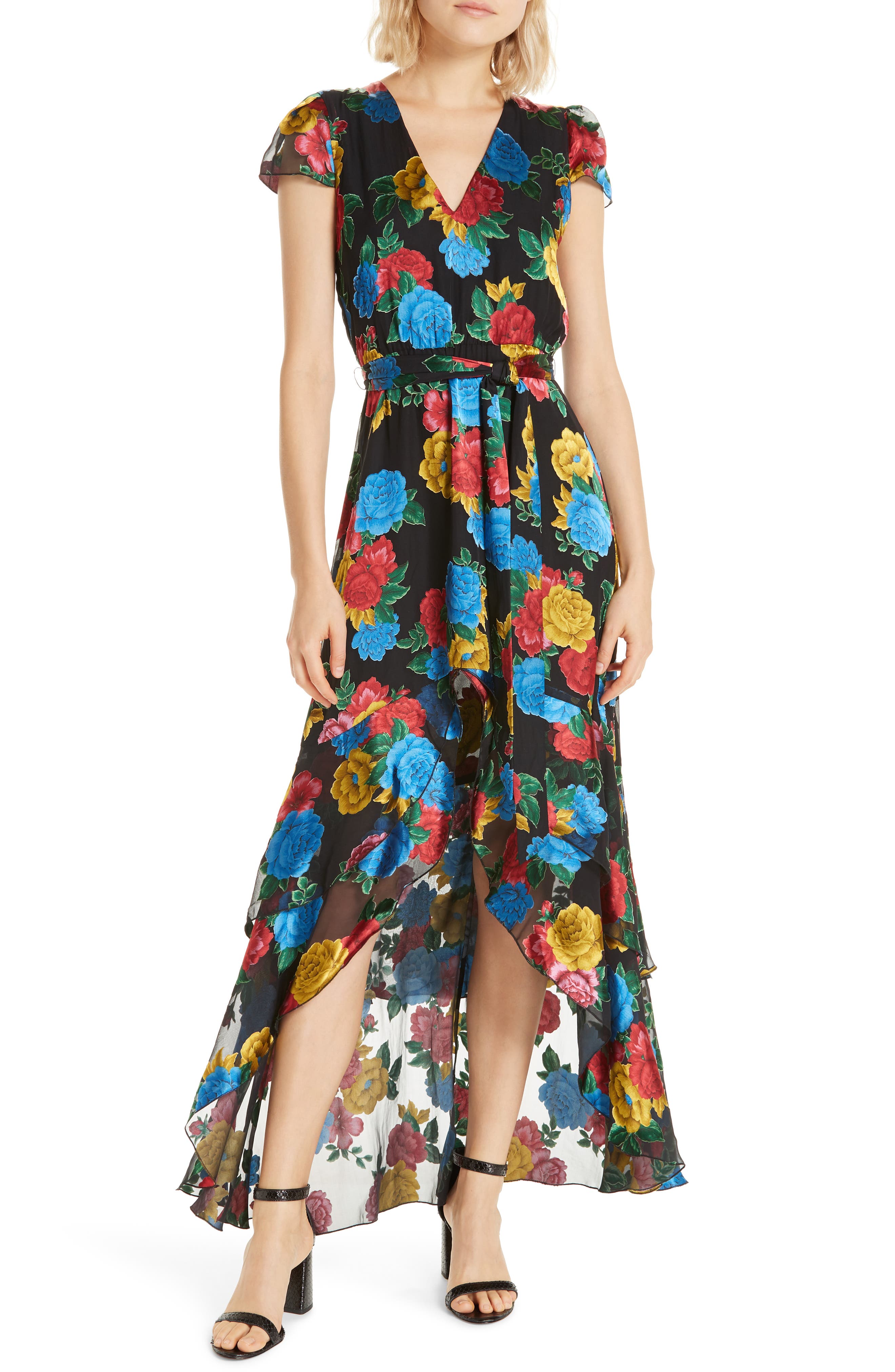 Alice + Olivia Erika Ruffle High/low Midi Dress