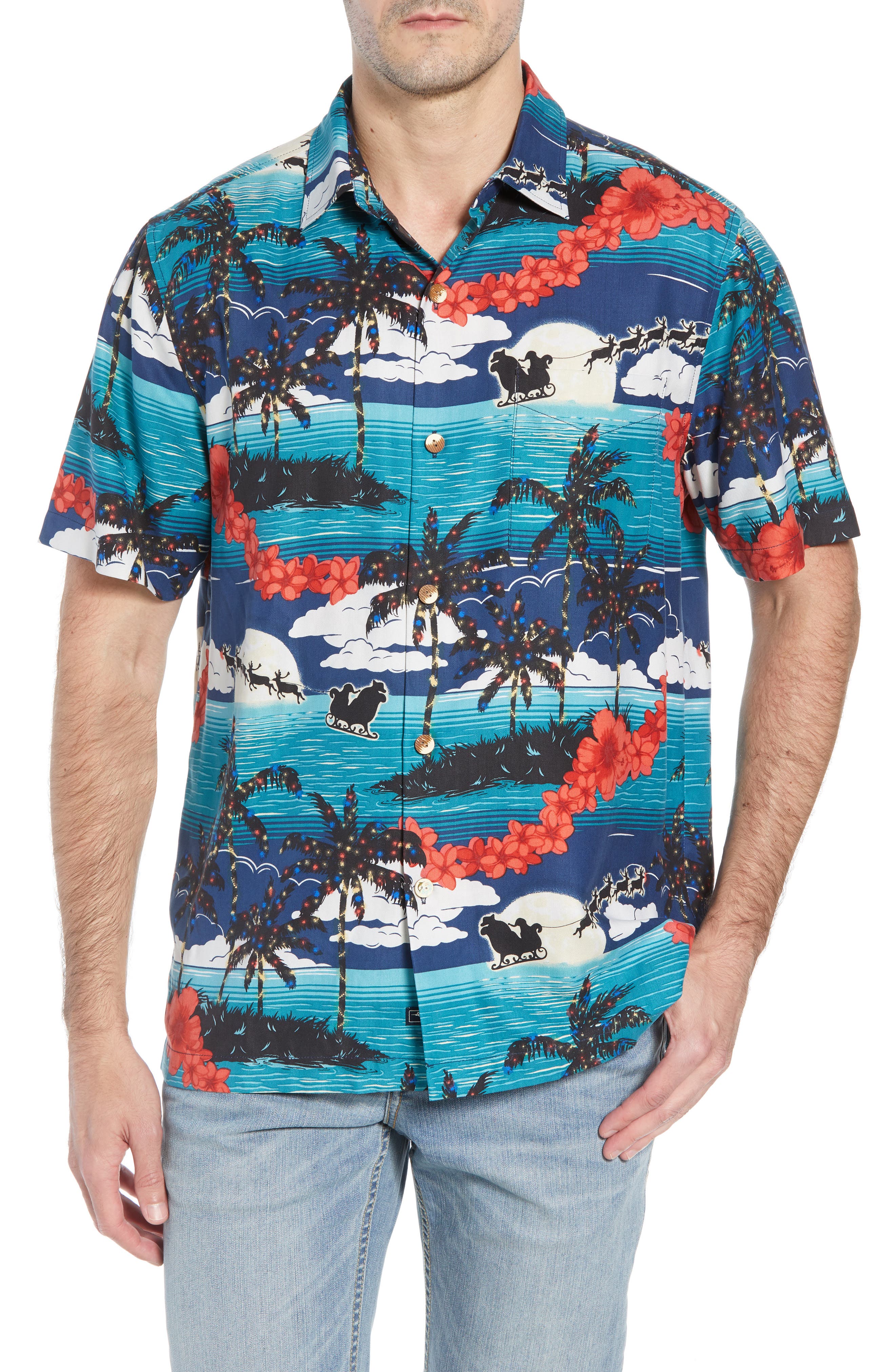 UPC 719260506978 product image for Men's Tommy Bahama Moonlight In Paradise Silk Camp Shirt, Size XXX-Large - Blue | upcitemdb.com