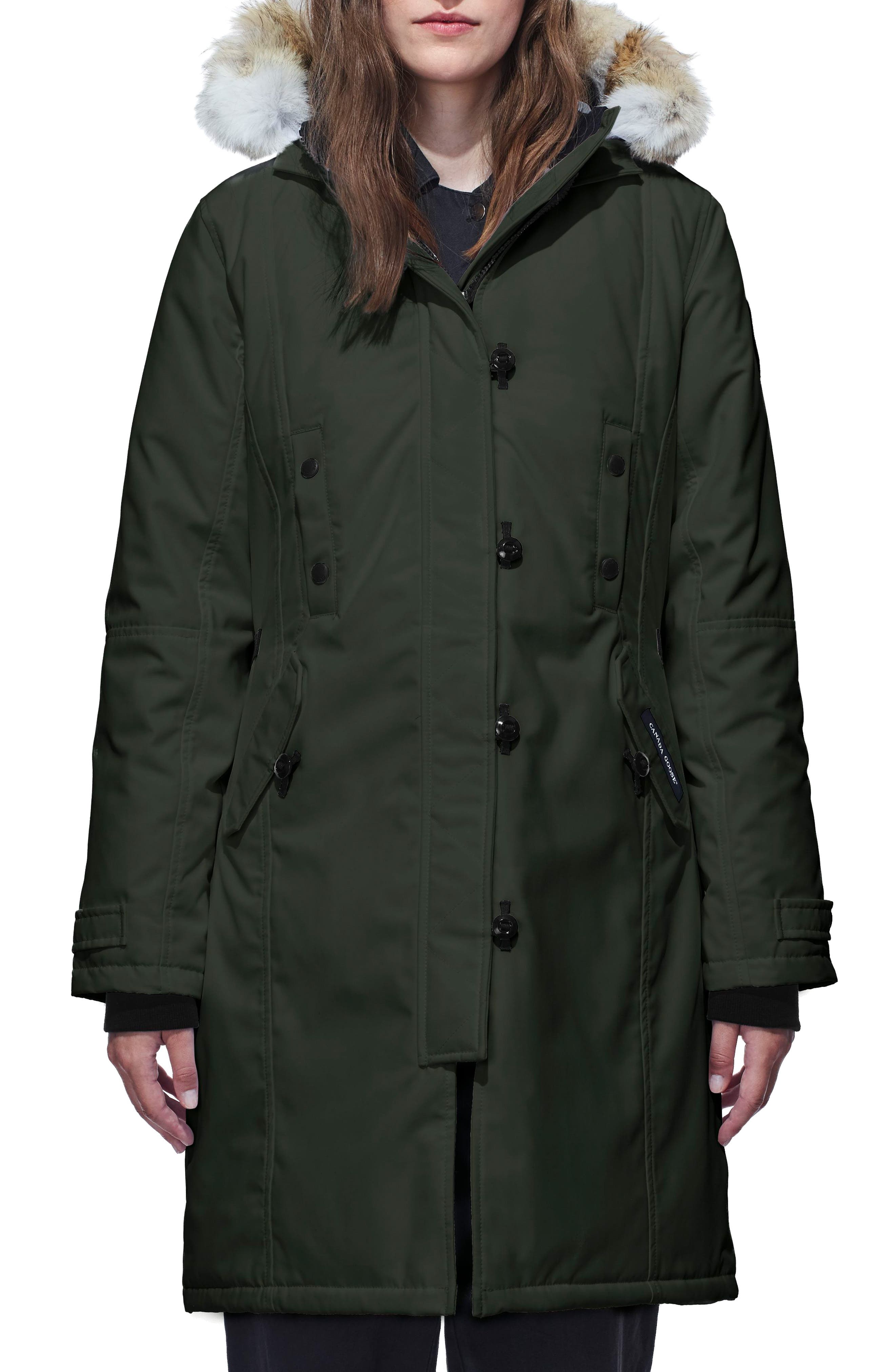 Canada Goose Kensington Slim Fit Down Parka With Genuine Coyote Fur Trim, (0) - Grey
