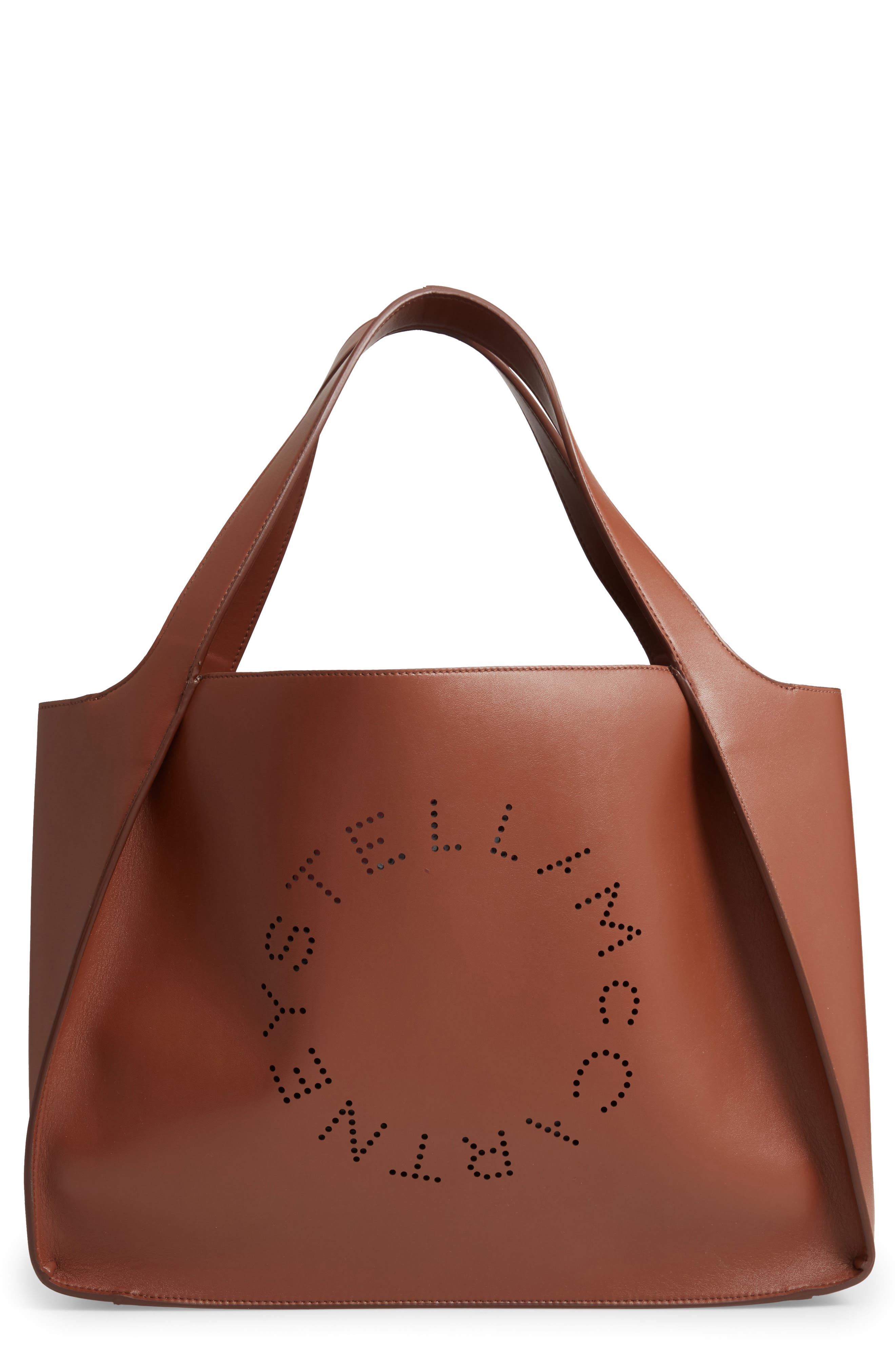 Stella Mccartney Medium Perforated Logo Faux Leather Tote - Brown