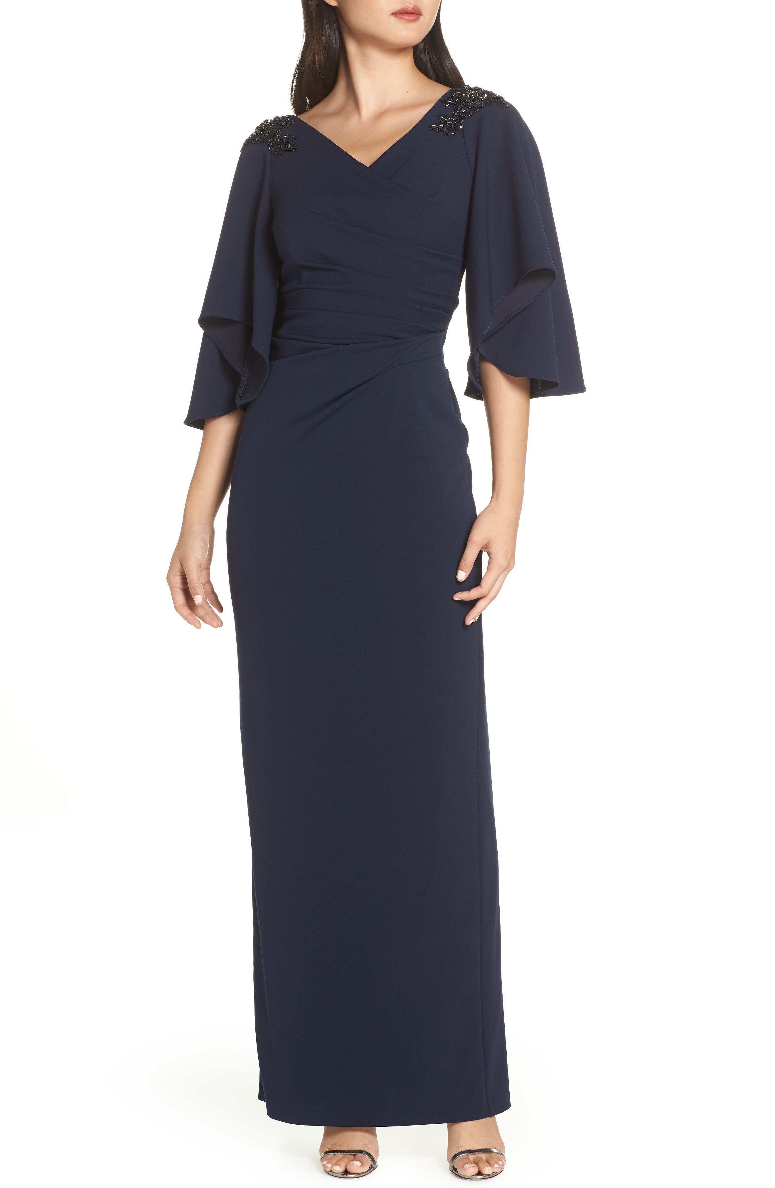 Adrianna Papell Bead Embellished Gown, Blue