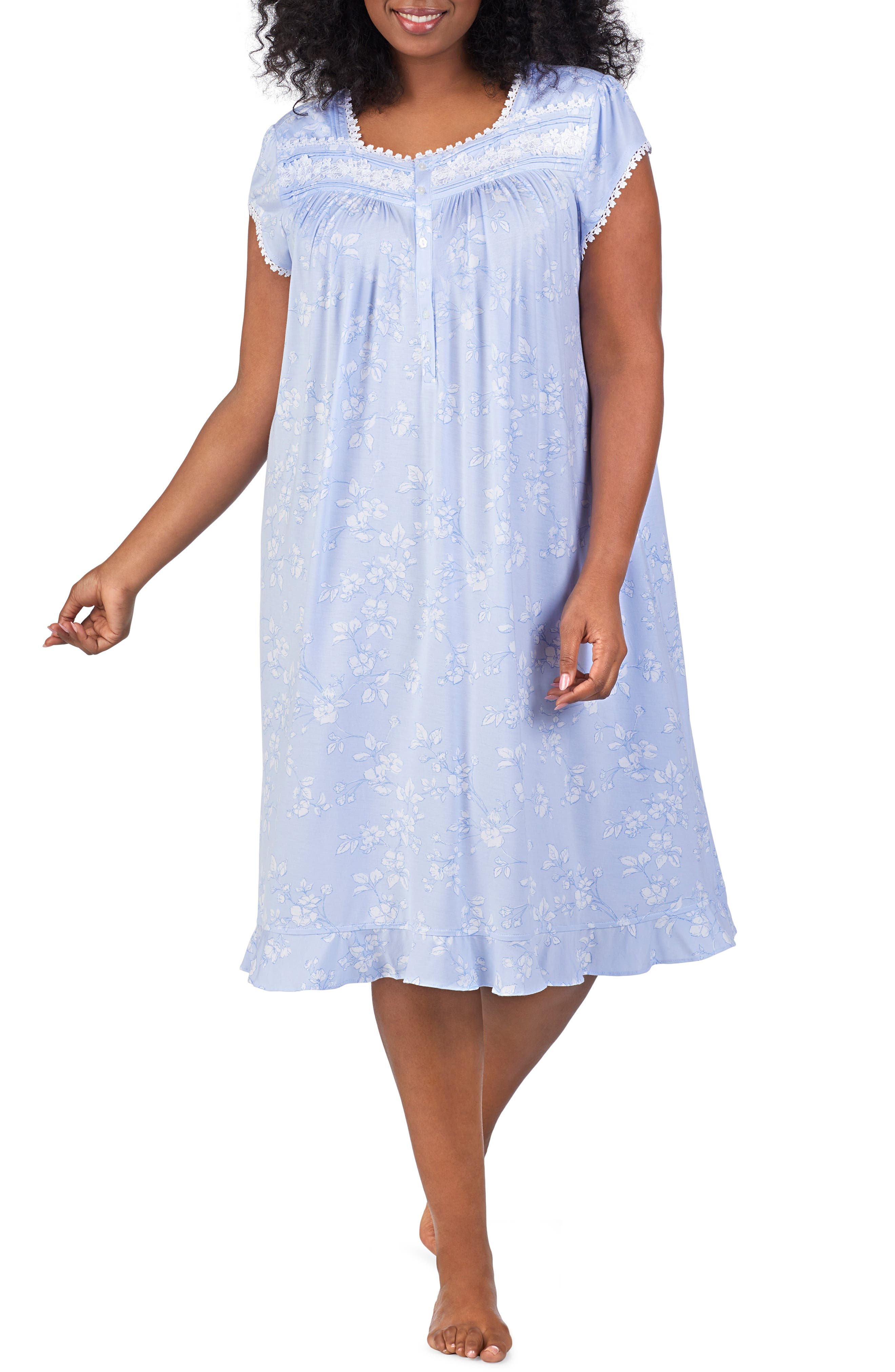 Plus Size Eileen West Waltz Nightgown, White