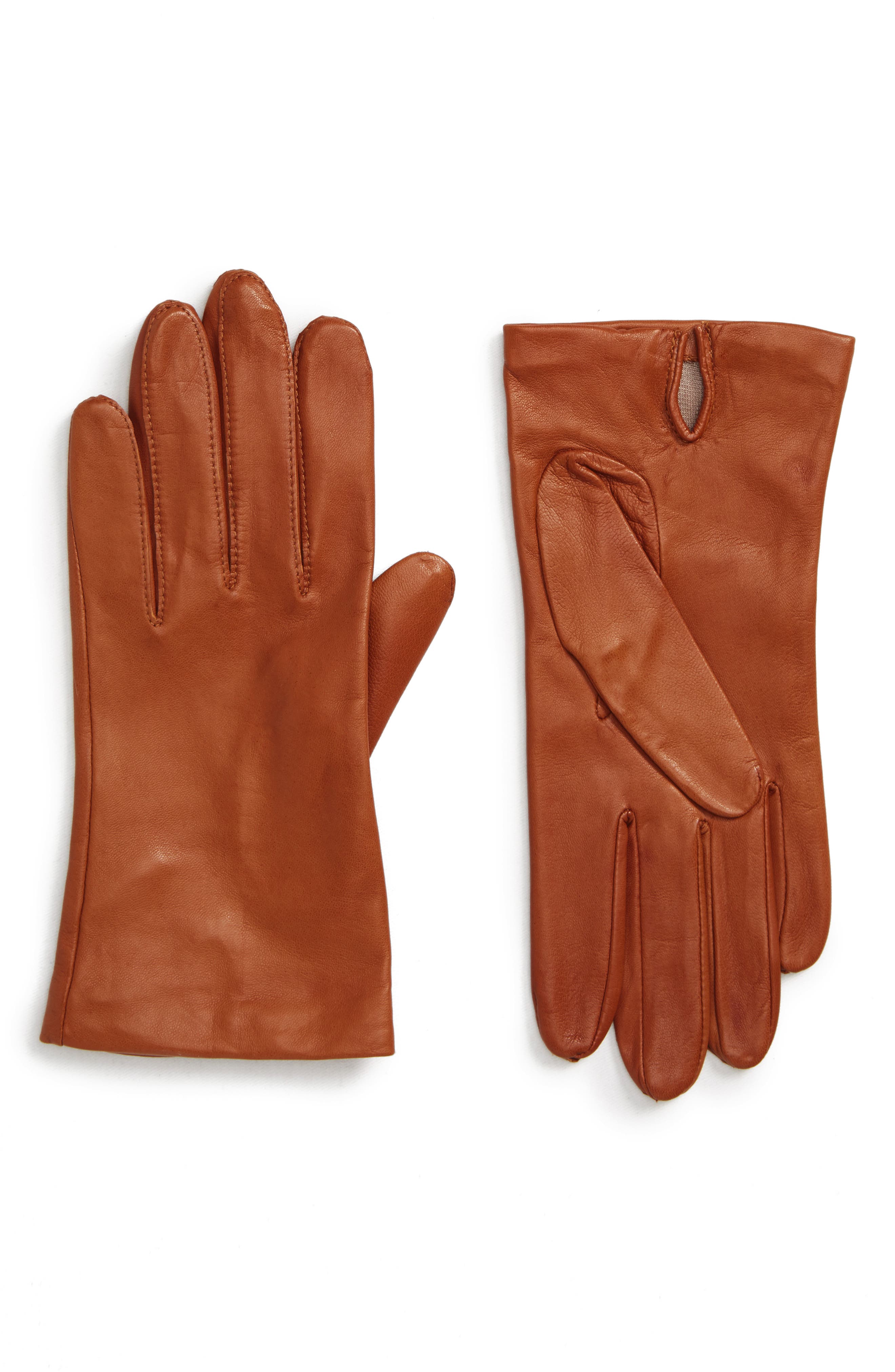 Nordstrom Lambskin Leather Gloves, Brown