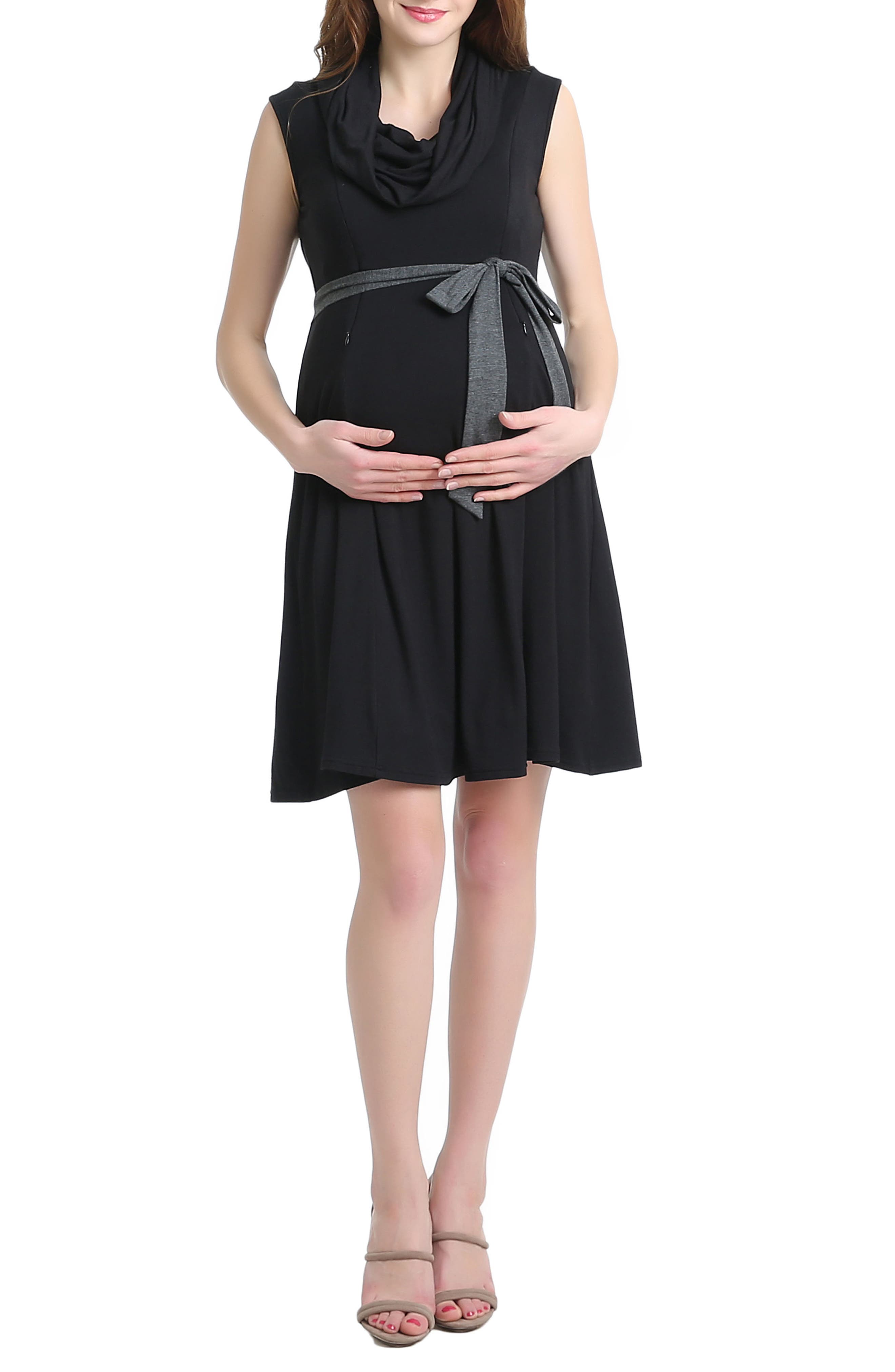 Kimi And Kai Megan Cowl Neck Maternity/nursing Dress, Black