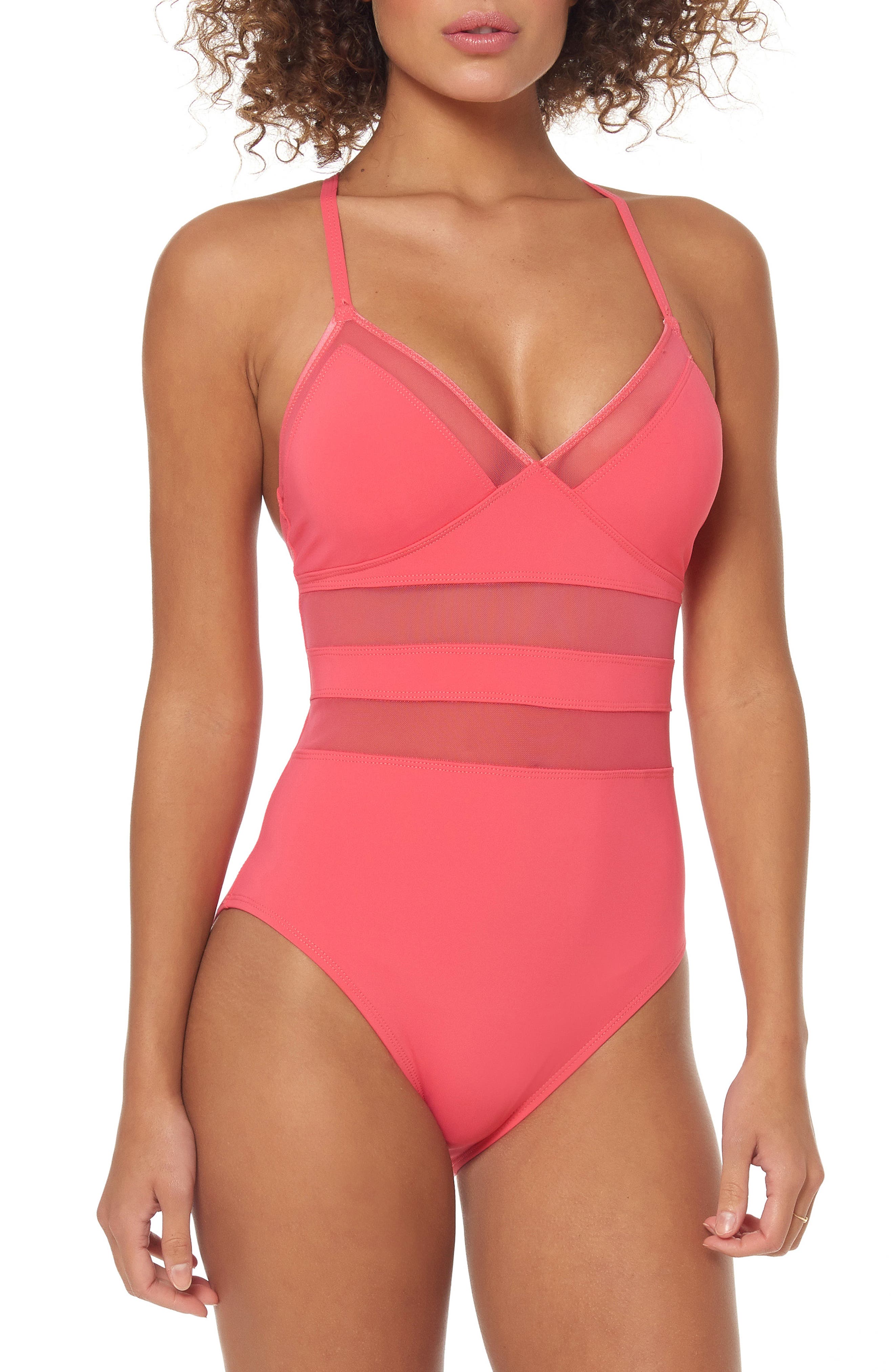 Bleu By Rod Beattie Mesh Inset One-Piece Swimsuit, Red