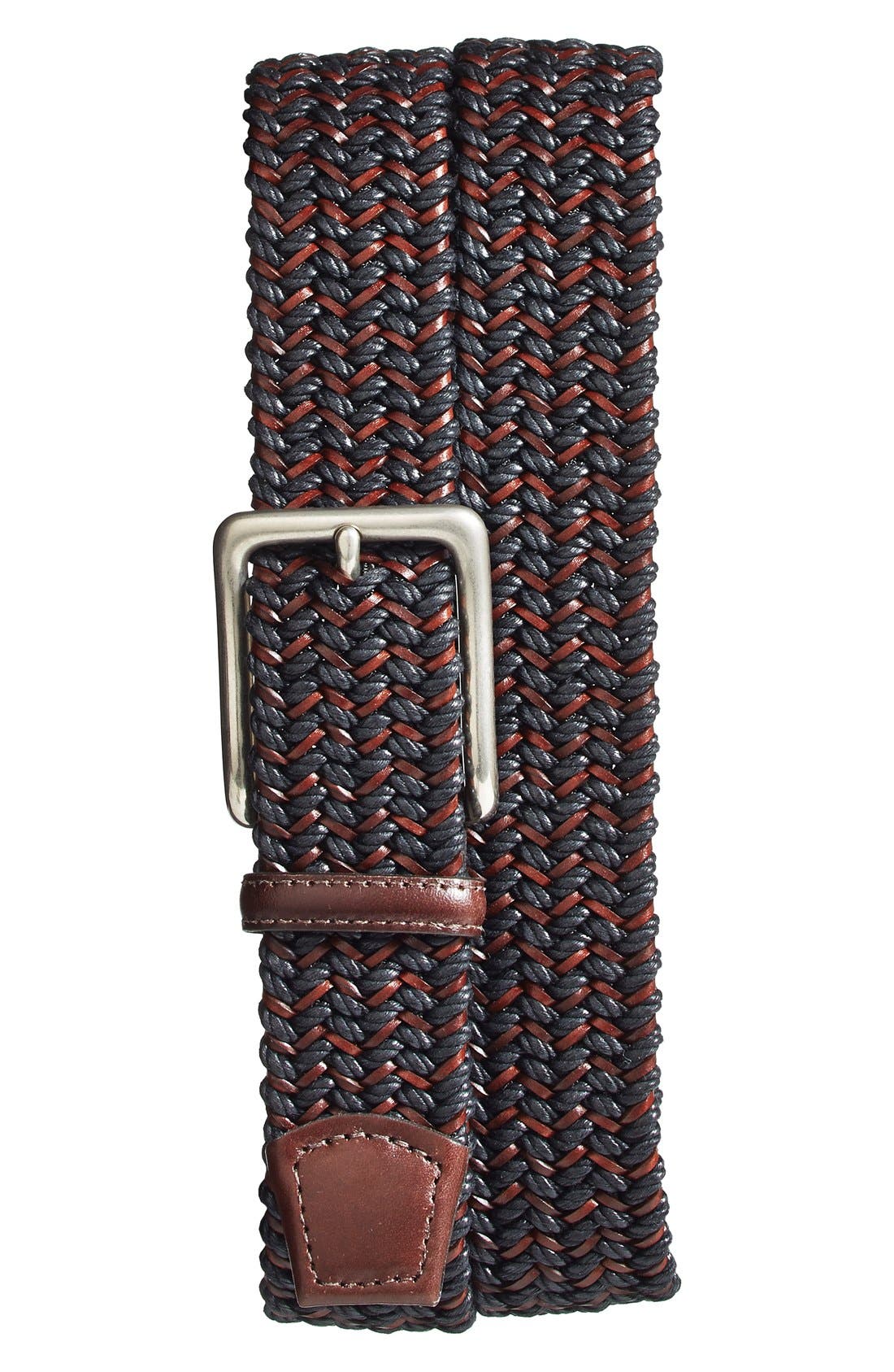 Torino Belts Woven & Leather Belt, Black/ Brown