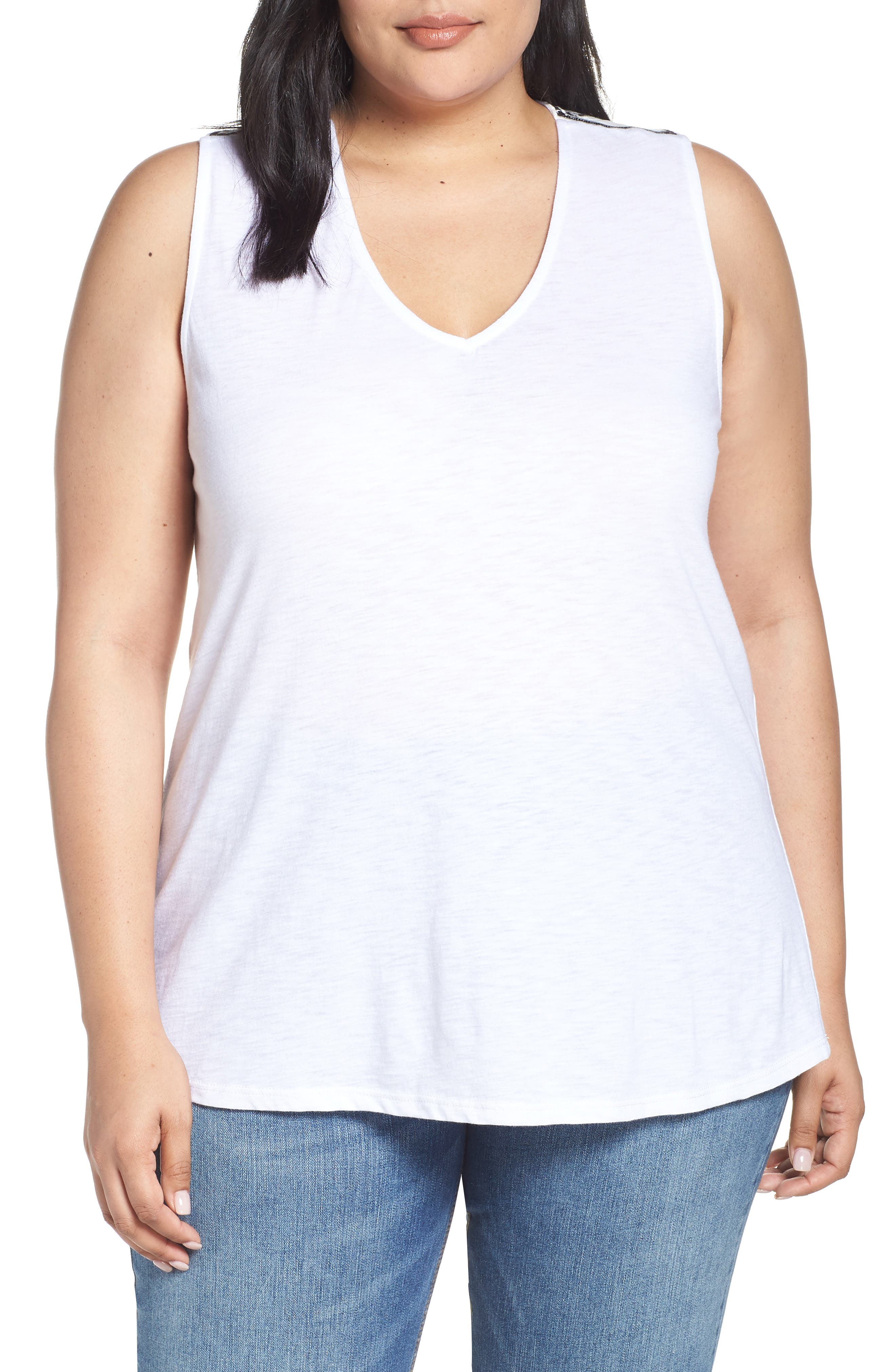 Plus Size Gibson X Hi Sugarplum! Malibu Embroidered Racerback Tank Top, White