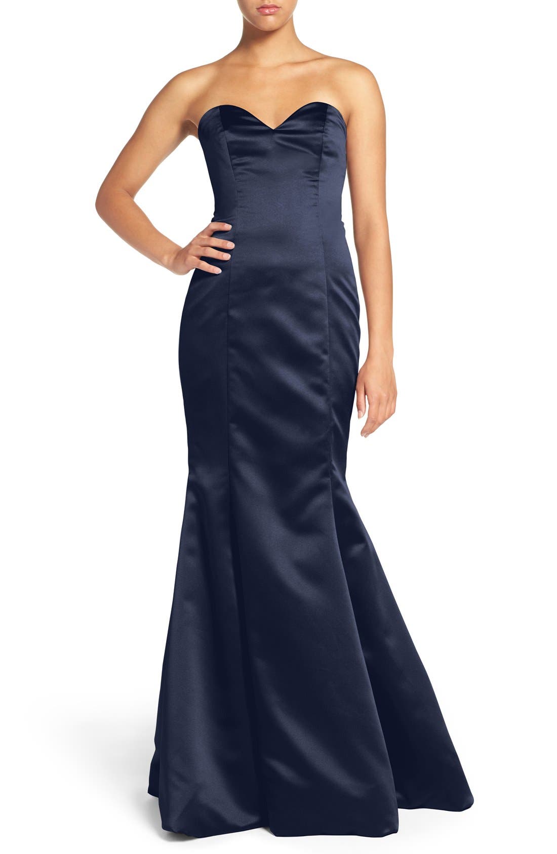 Hayley Paige Occasions Strapless Satin Trumpet Gown