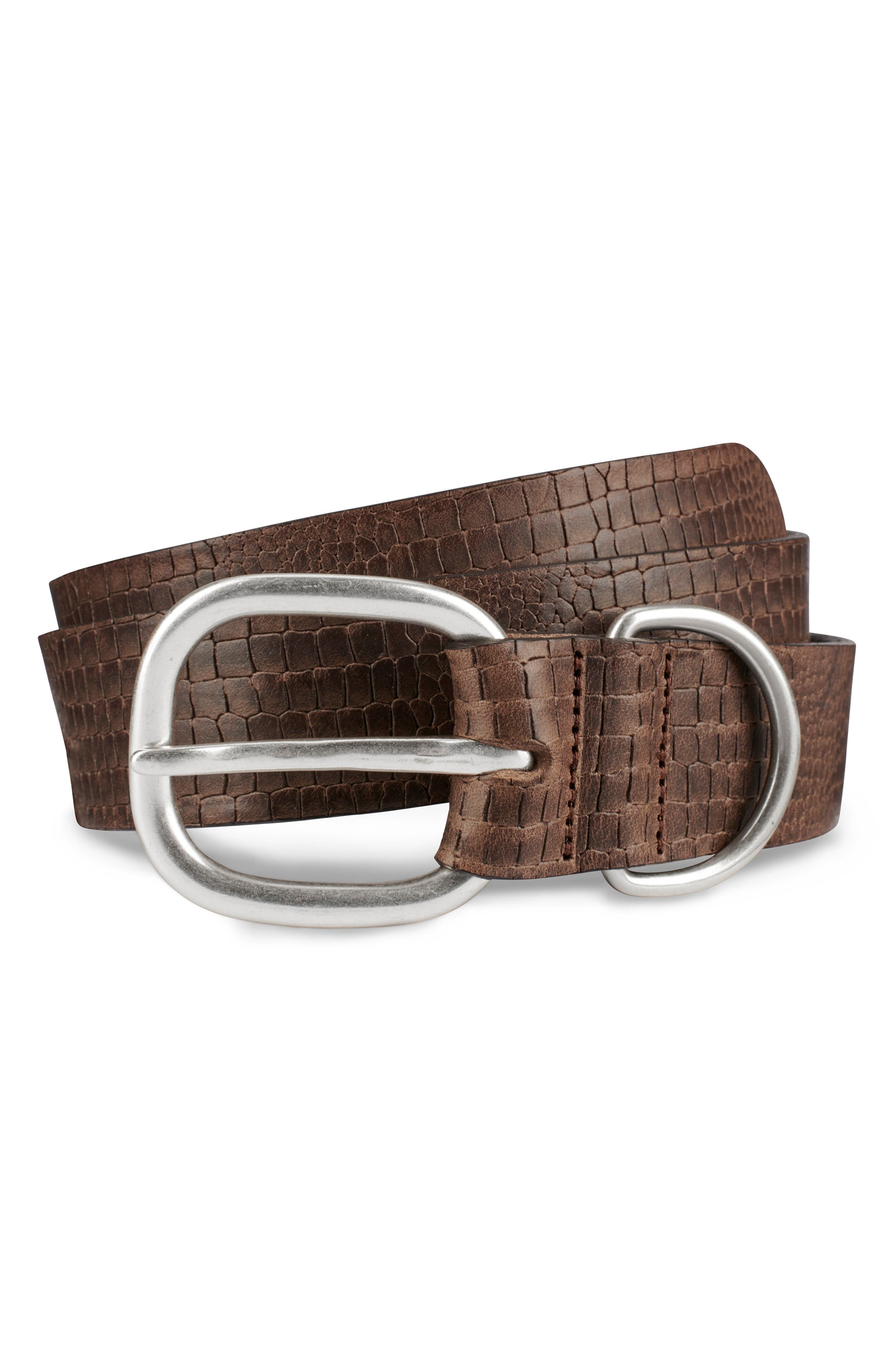 Allen Edmonds Croco Print Leather Belt, Natural