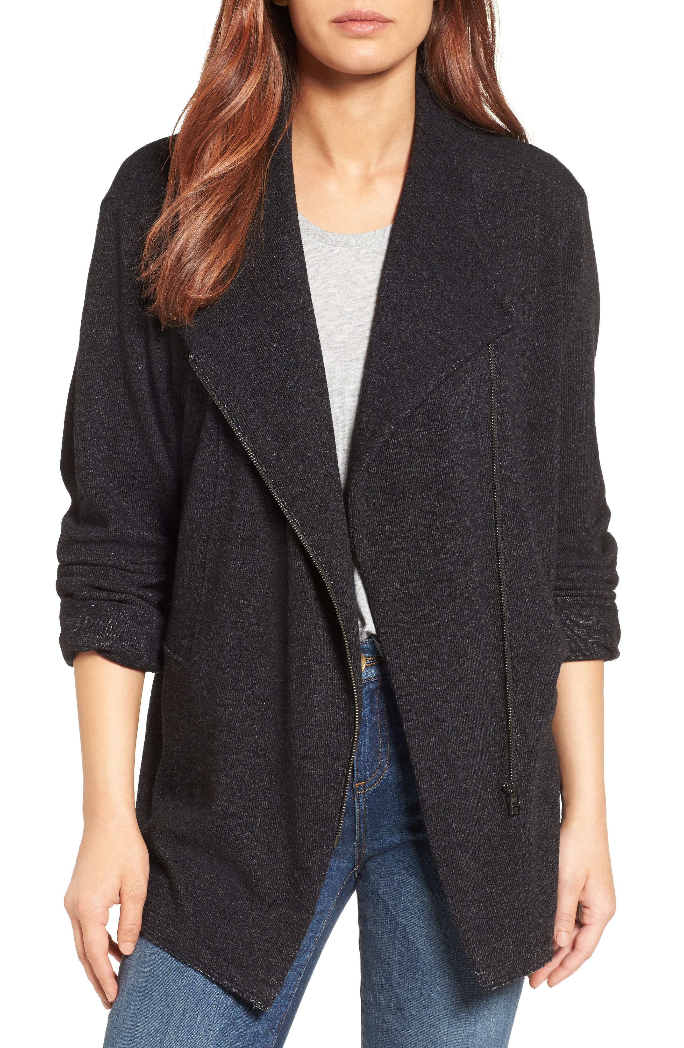 Caslon® Knit Moto Jacket (Regular & Petite) Nordstrom