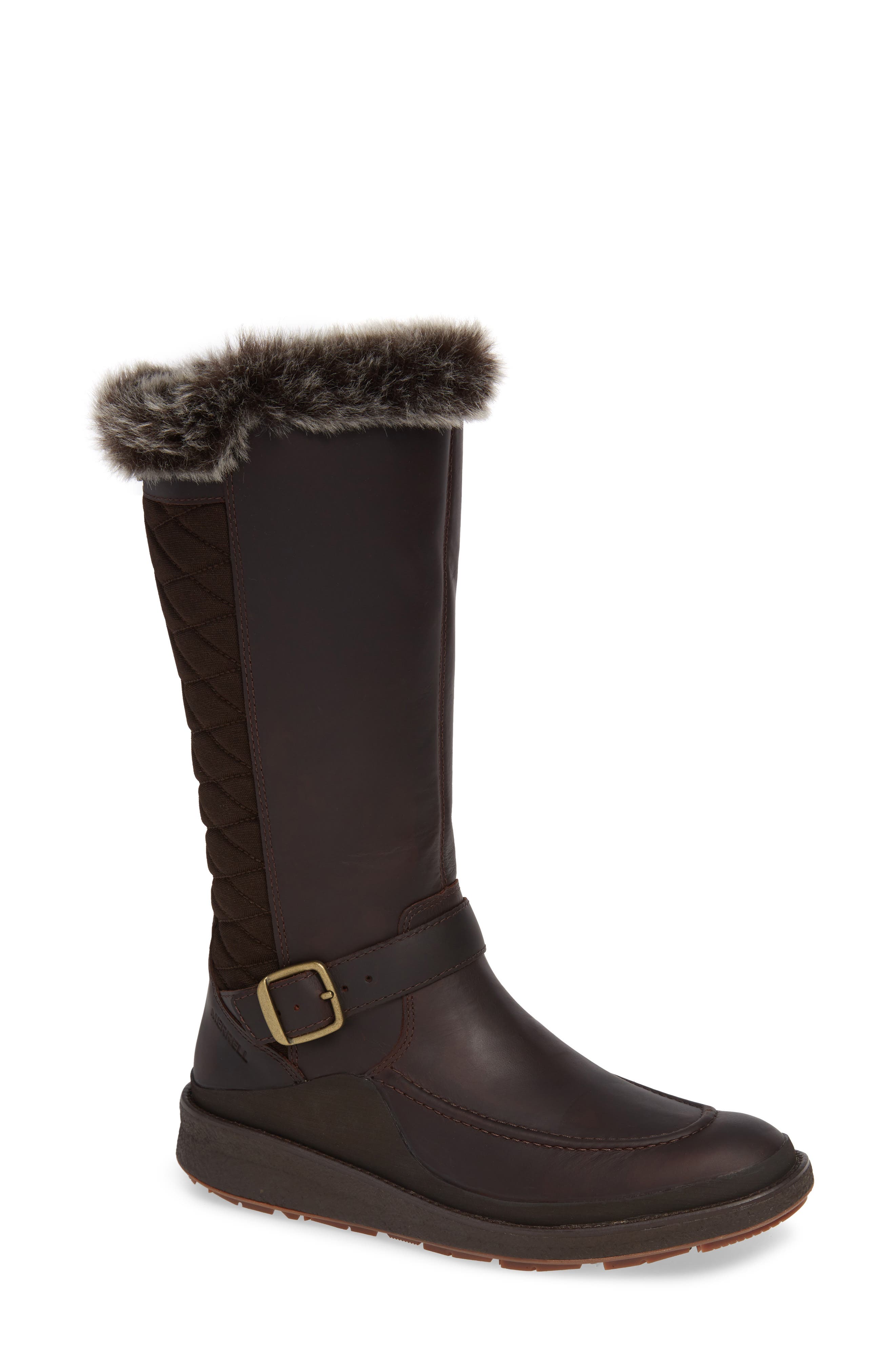 Merrell Tremblant Ezra Polar Waterproof Boot With Faux Fur Trim, Brown