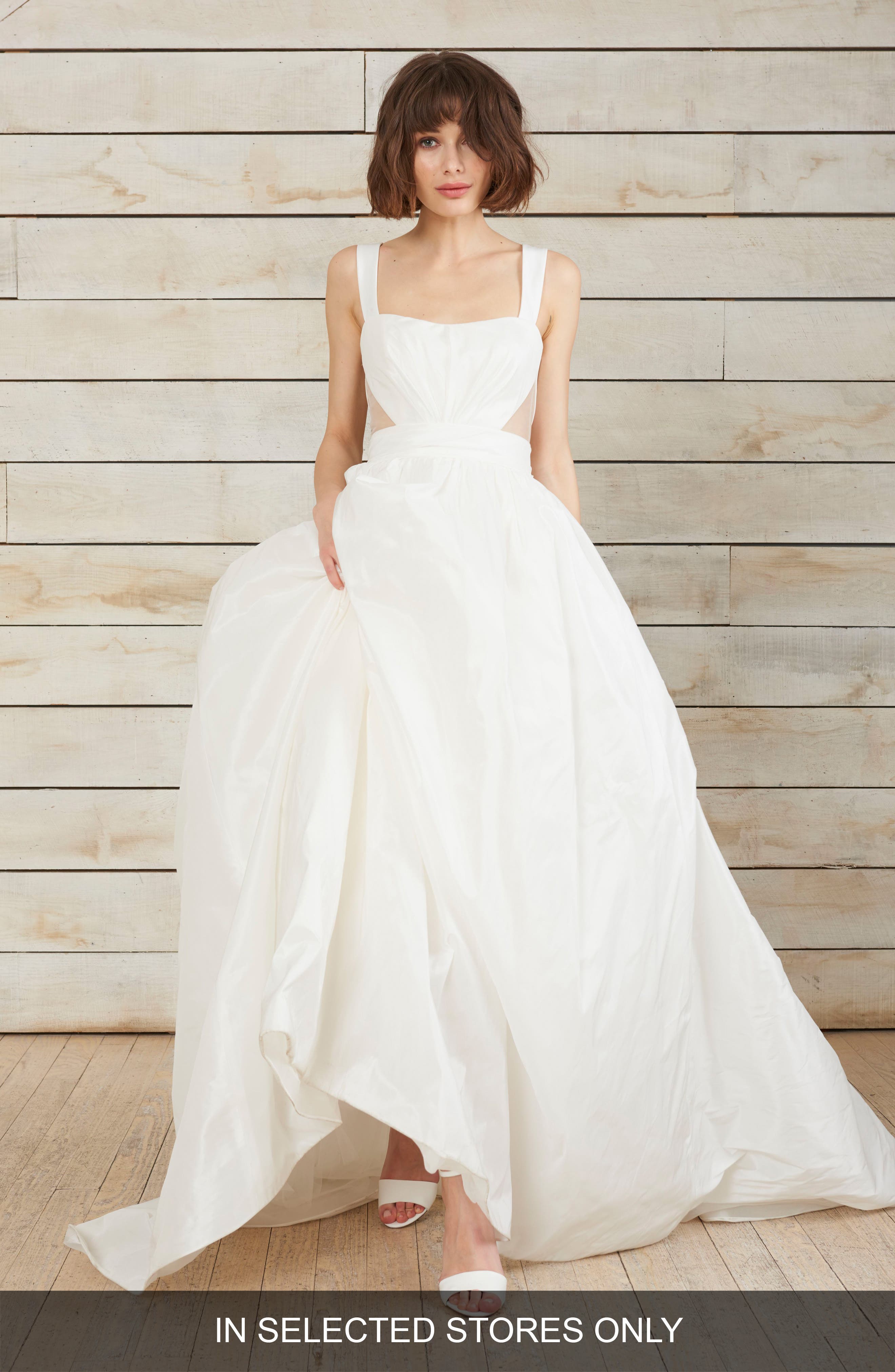 Nouvelle Amsale Cris Triangle Cutout Taffeta Ballgown, Size IN STORE ONLY - Ivory