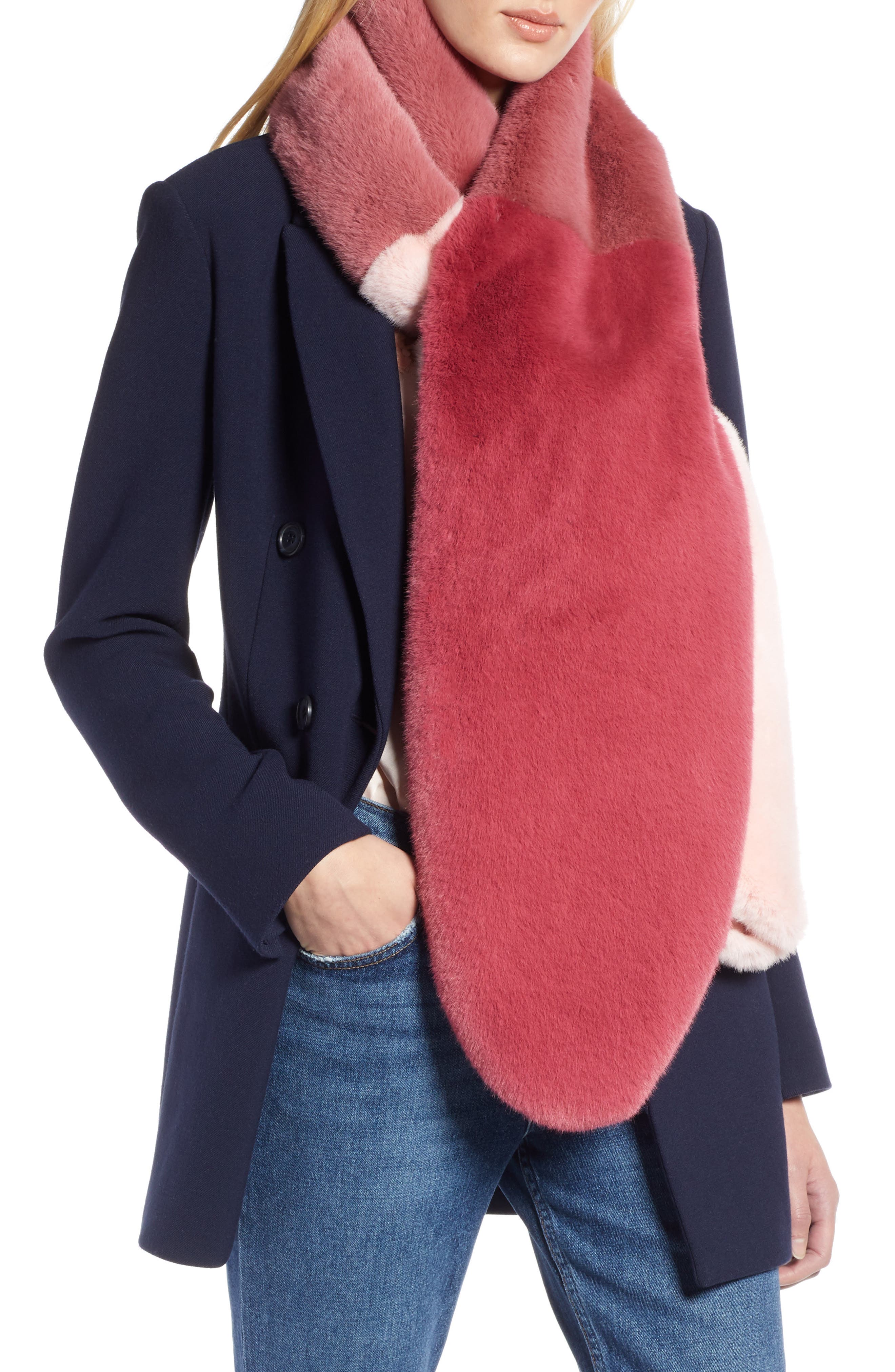 Halogen® x Atlantic-Pacific Colorblock Faux Fur Stole | Nordstrom
