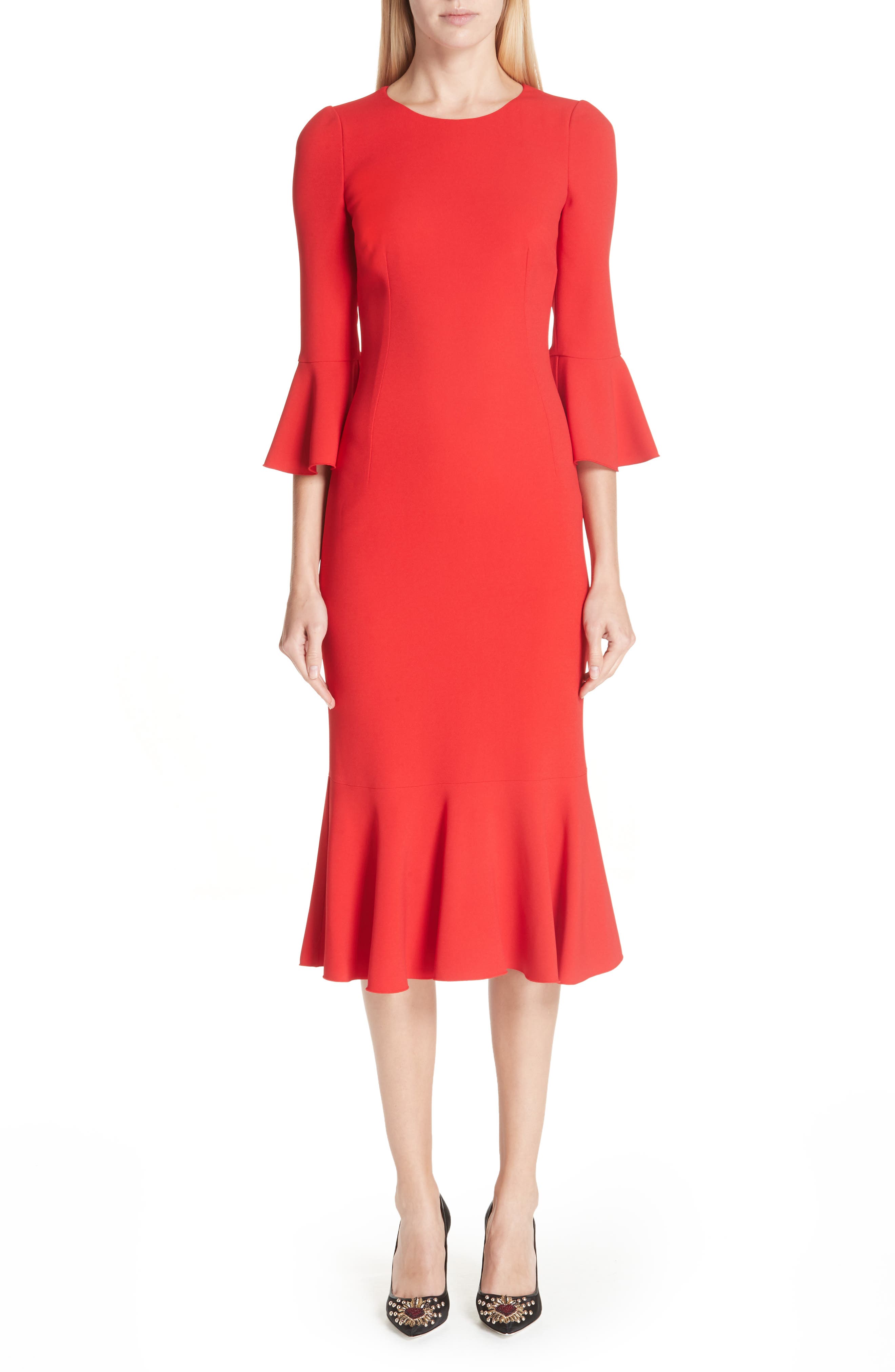 Dolce & gabbana Ruffle Hem Dress, US / 40 IT - Red