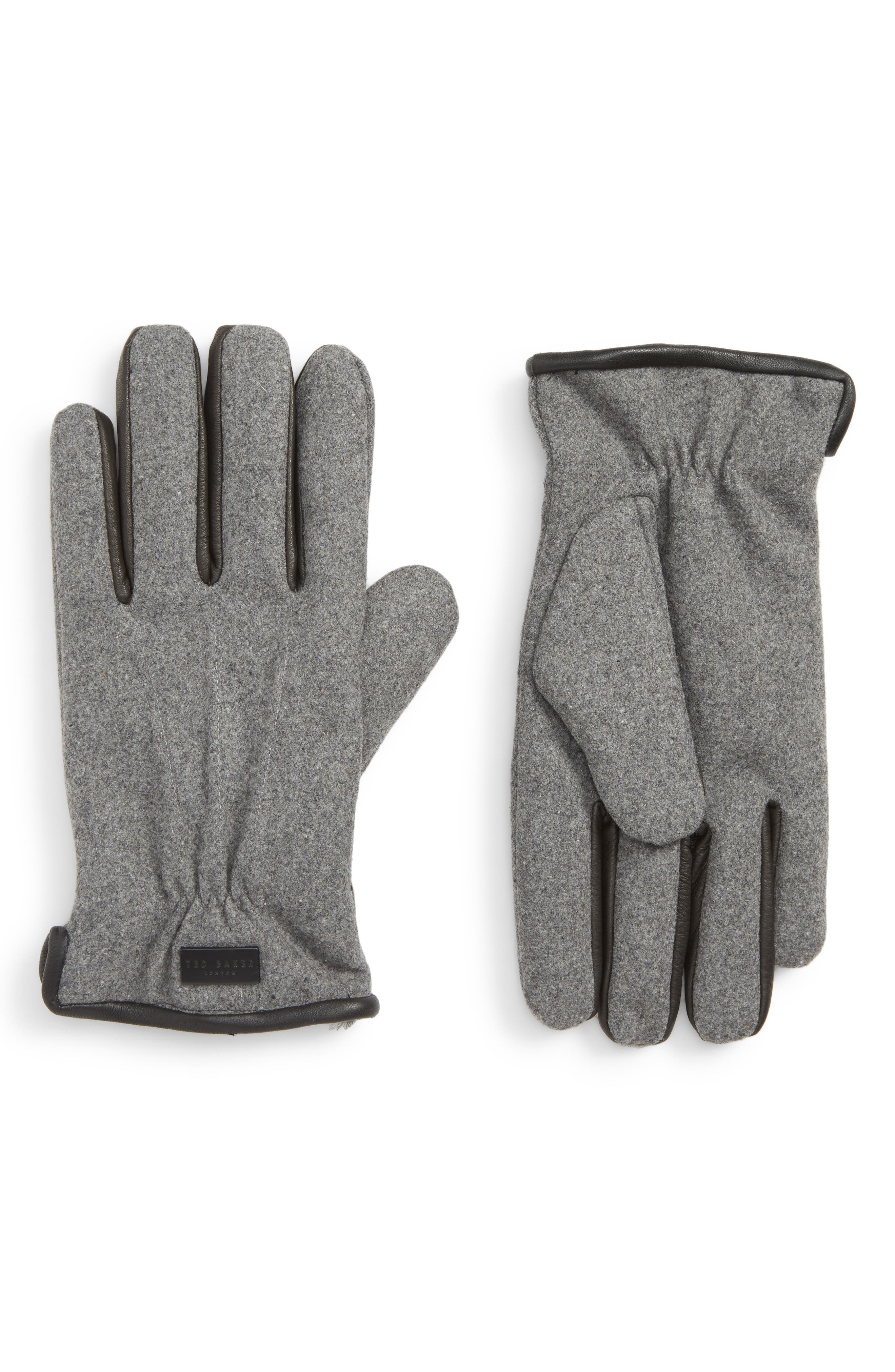 Ted Baker London Wool Lined Gloves, Grey