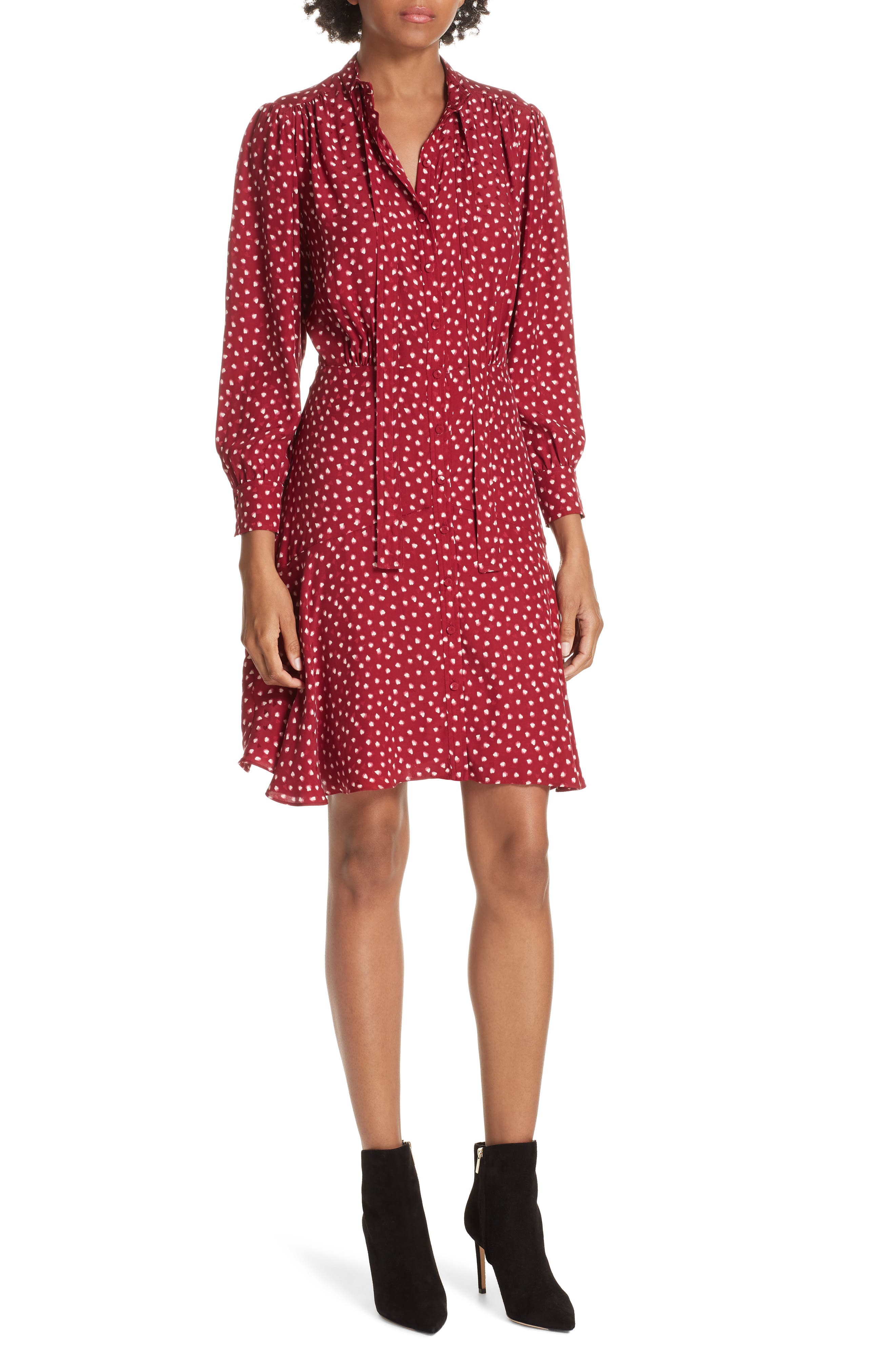 Rebecca Taylor Dot Print Fit & Flare Dress, Red