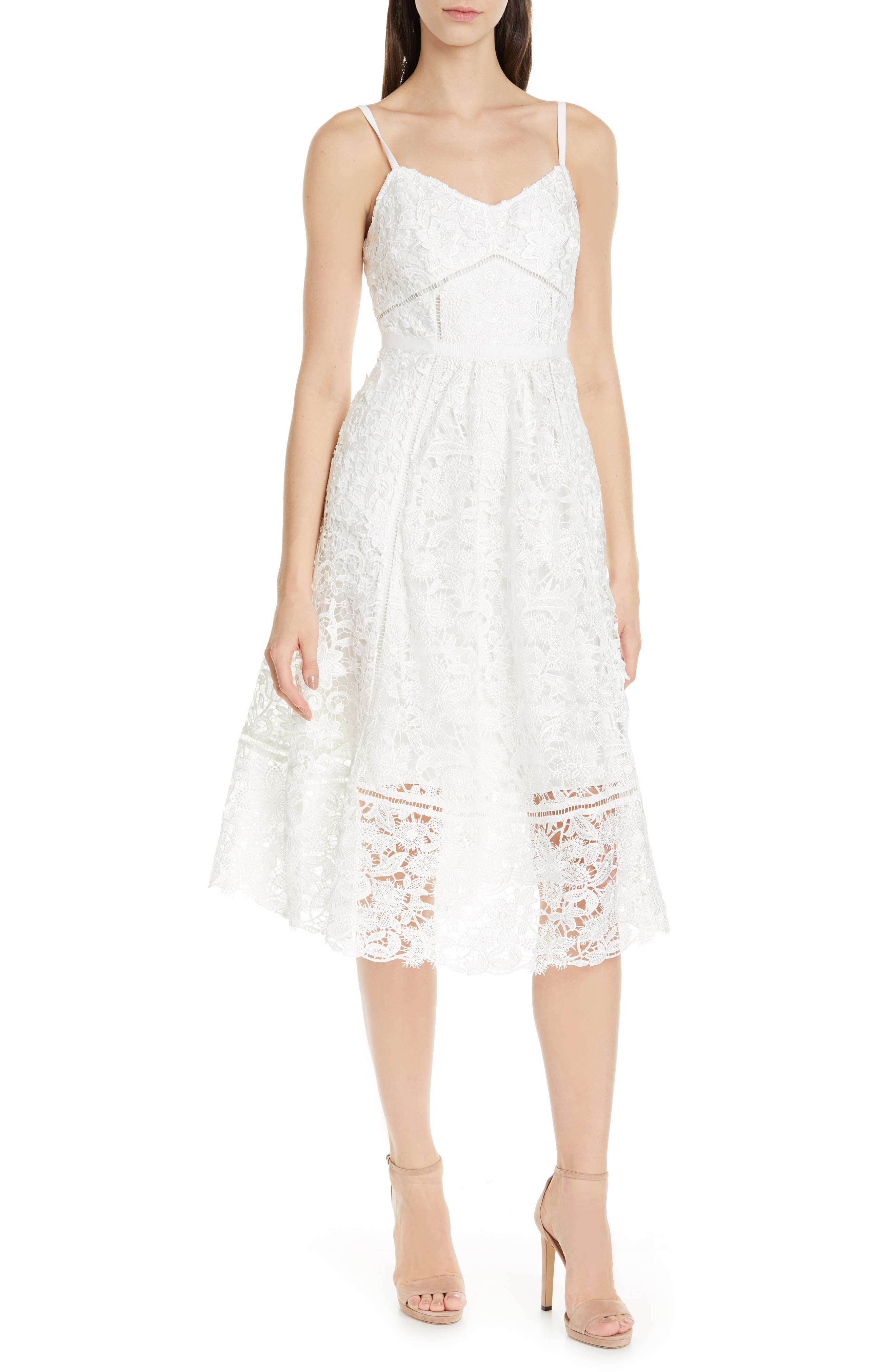 Ted Baker London Valens Lace Midi Dress, White