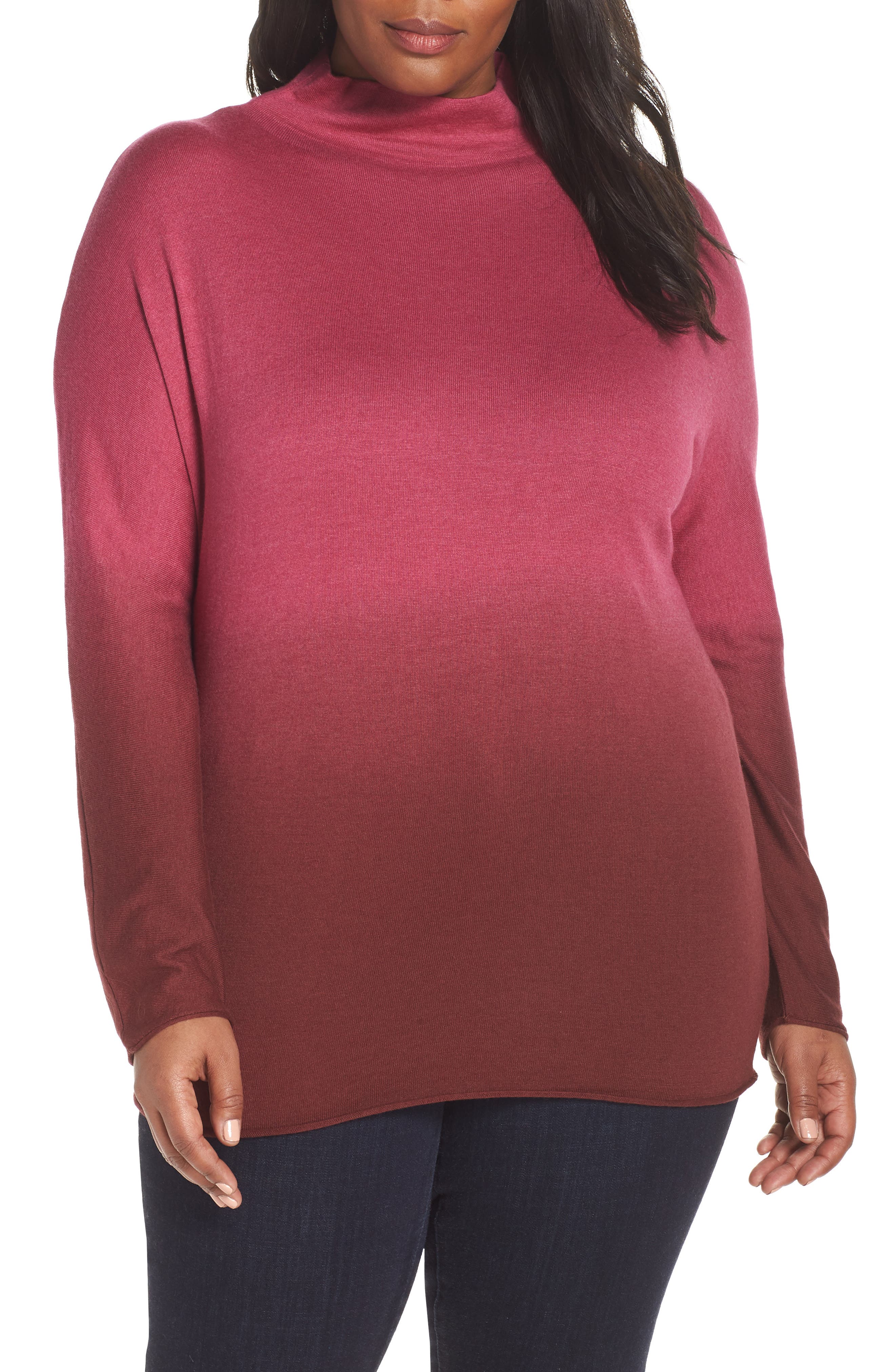 Plus Size Nic+Zoe Traveler Funnel Neck Sweater, Pink